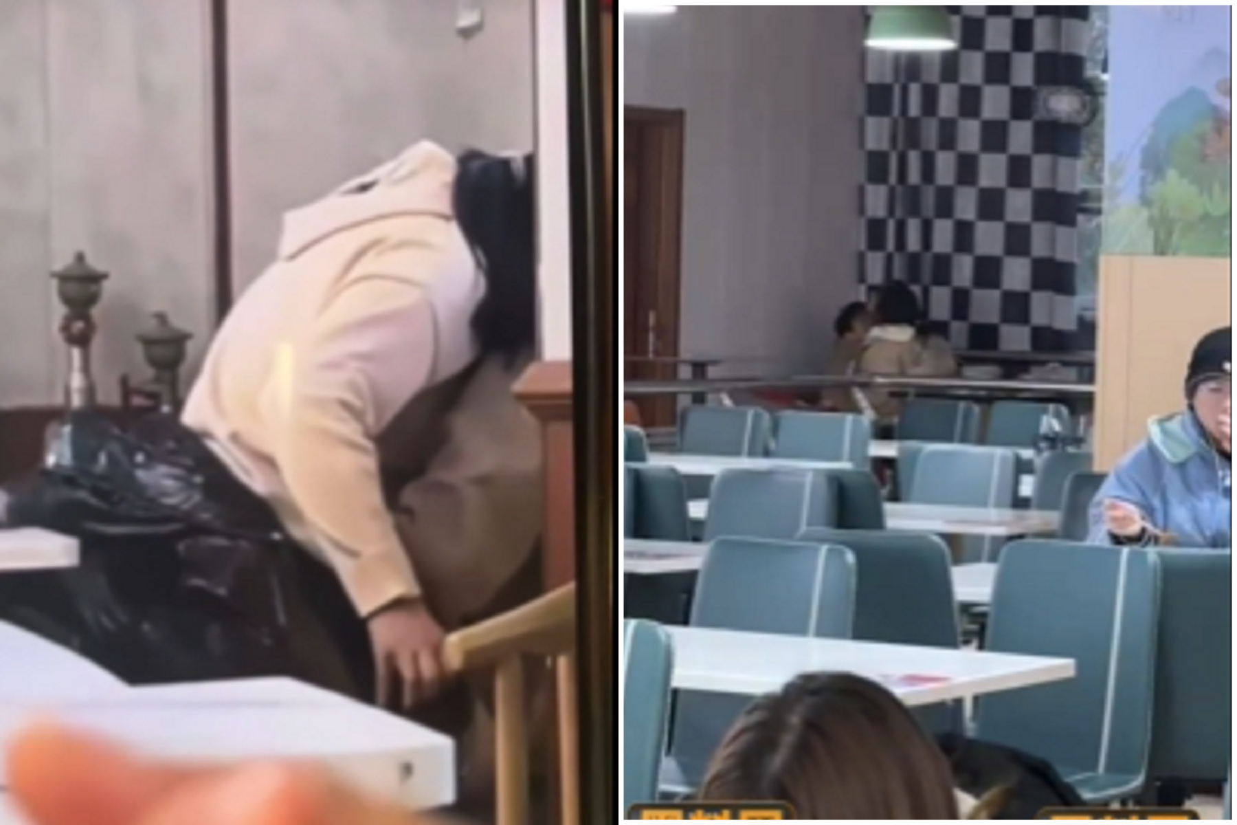 厲害了中國學生！吃飯吃到「連結牽絲」，在眾人面前活春宮。（翻自《黑料網》）