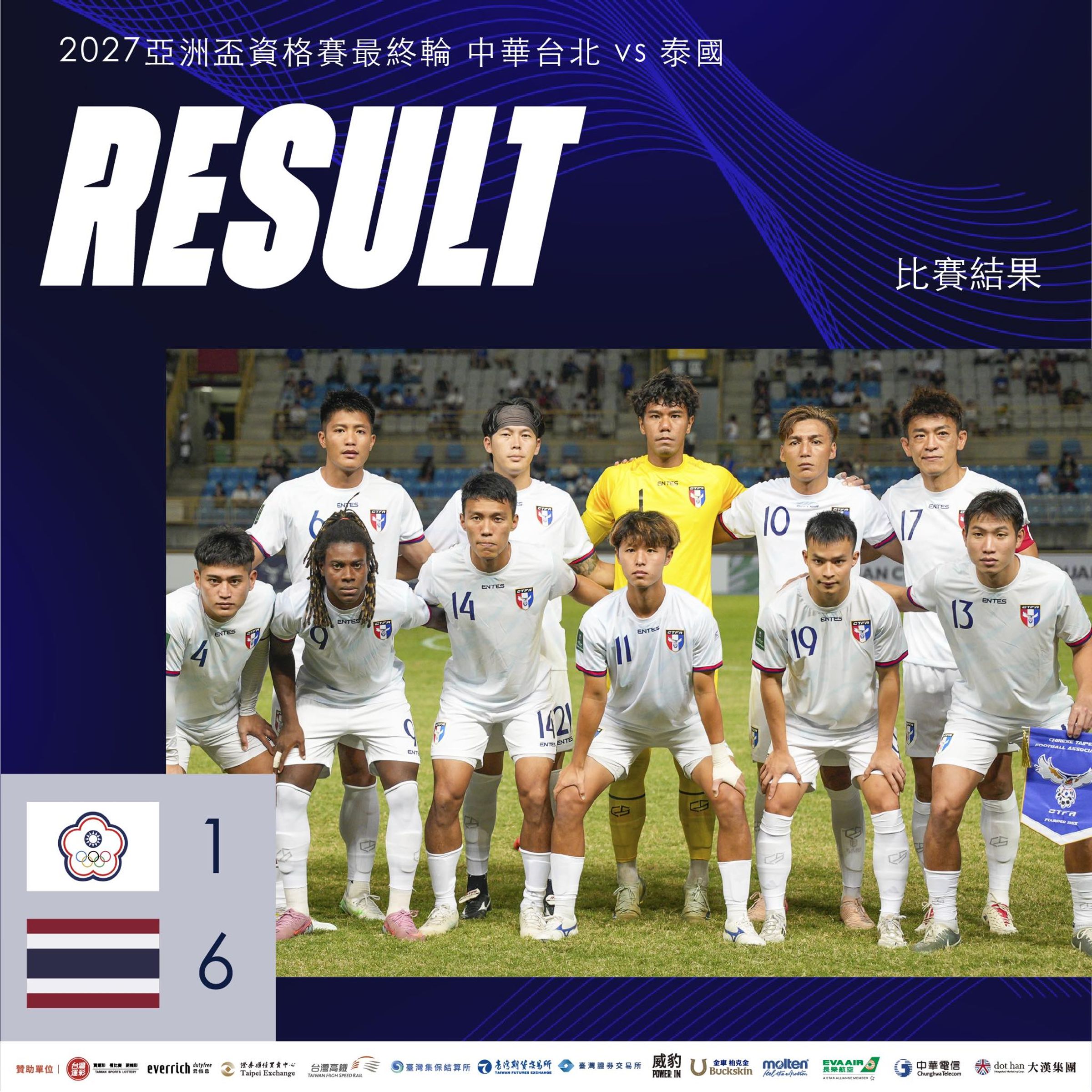 台灣男足10月14日在亞洲盃資格賽以1比6不敵泰國，賽後總教練黃哲明無預警請辭，並抨擊足協未給予合理待遇與尊重，隊長更直言「台灣人欺負台灣人」，讓足協遭炎上。（翻攝自中華民國足球協會臉書）