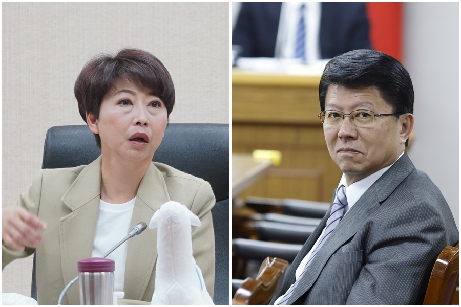 謝龍介邀請陳亭妃共簽選戰公約，承諾來場優質選戰。（本刊資料照）