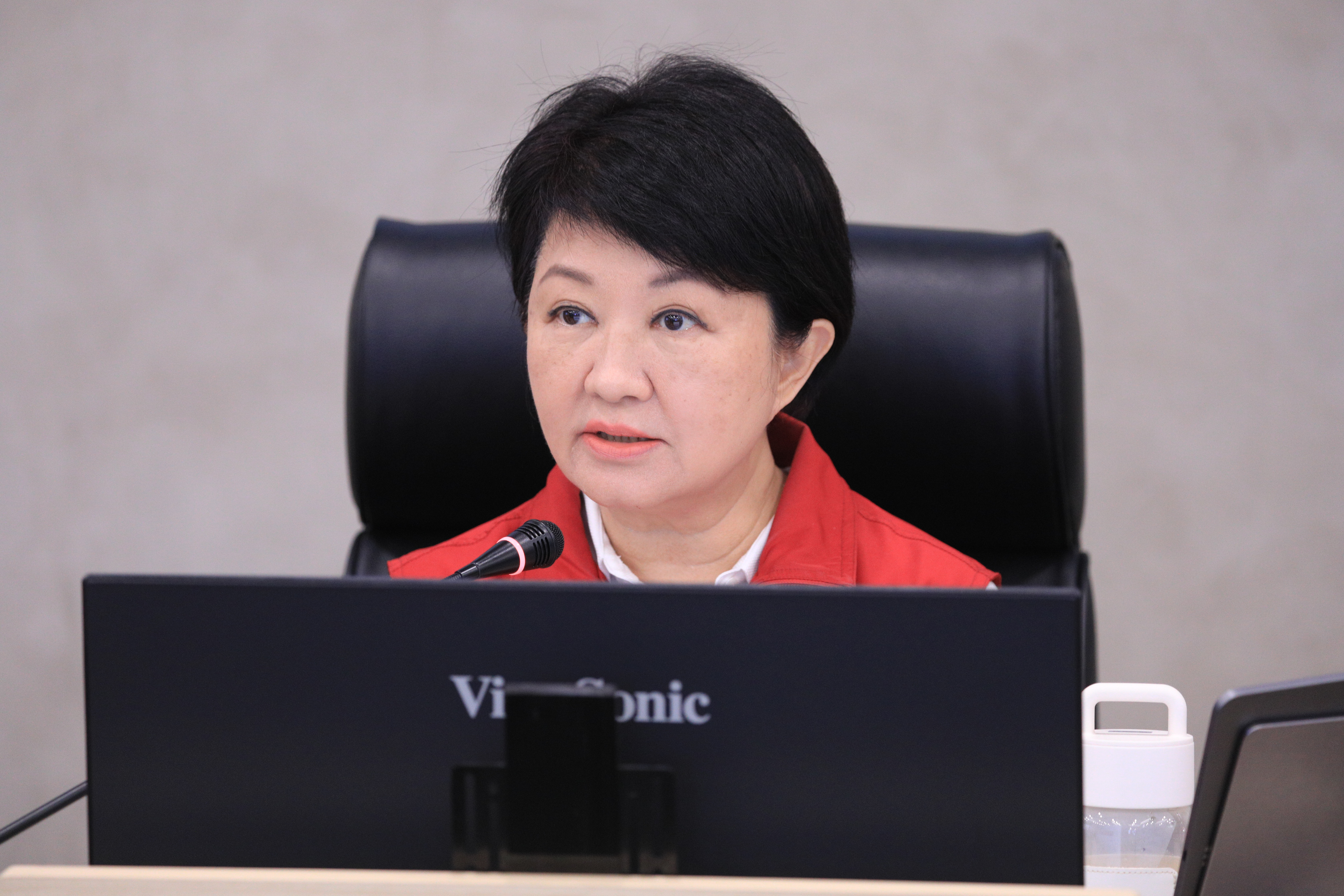盧秀燕感謝行政院長卓榮泰致電關心台中市的颱風情況。（中市府提供）