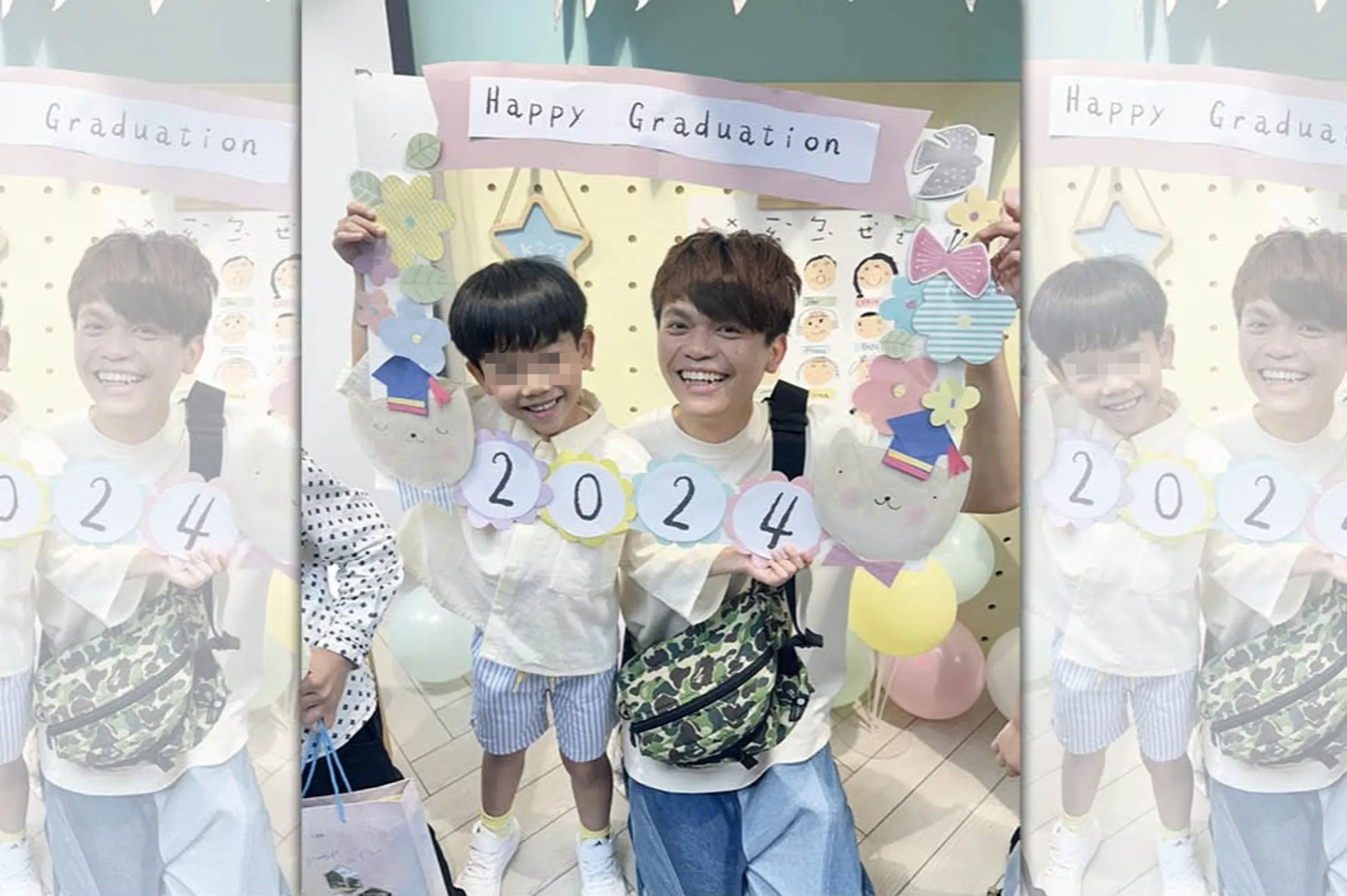 蔡阿嘎大兒子蔡桃貴日前才剛從幼稚園畢業。(翻攝自蔡阿嘎臉書)