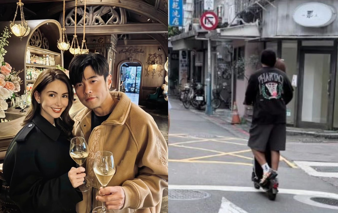 周杰倫和昆凌最近在台北巷弄共騎一台滑板車，畫面甜蜜。（翻攝jaychou IG、微博照片）