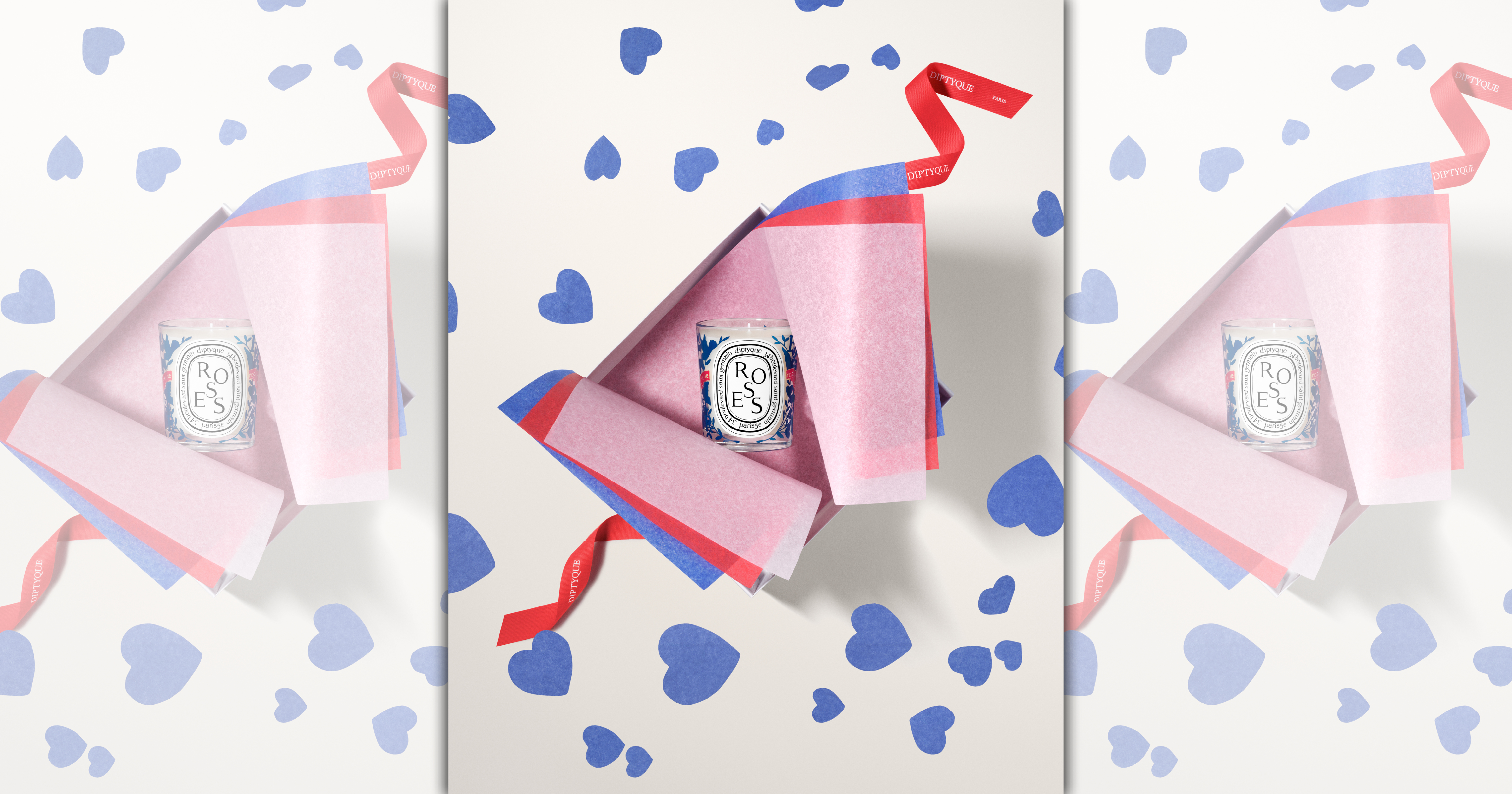 Diptyque推出2026年情人節限量系列，由藝術家Constantin Riant設計。經典玫瑰香氛蠟燭190g／NT$2,300（10/10提供）