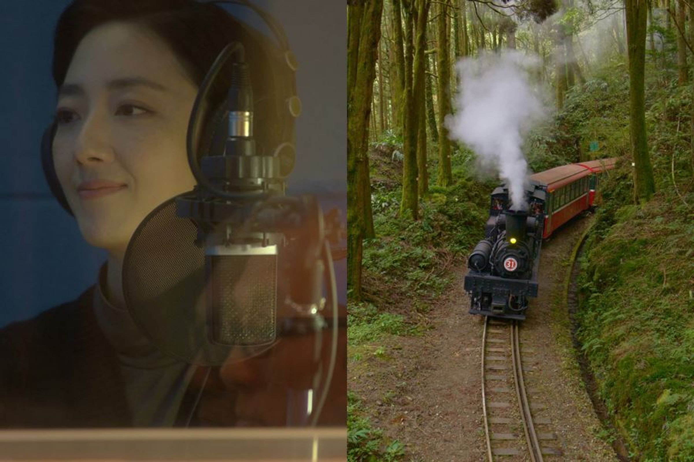 桂綸鎂為公視8K紀錄片《神木之森:阿里山森林鐵道紀行》擔任中文配音。(公視提供)
