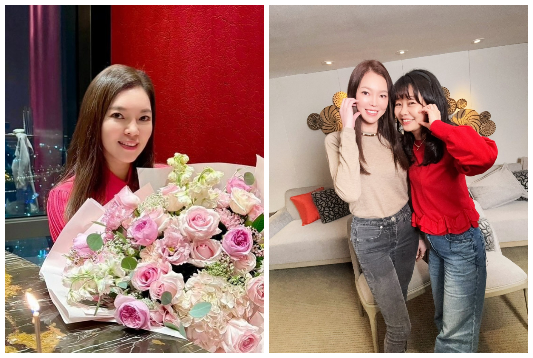 曾馨瑩保養得宜，好友黃珏萍（右圖右）曬出兩人合照，對她滿滿稱讚。（翻攝黃珏萍臉書）