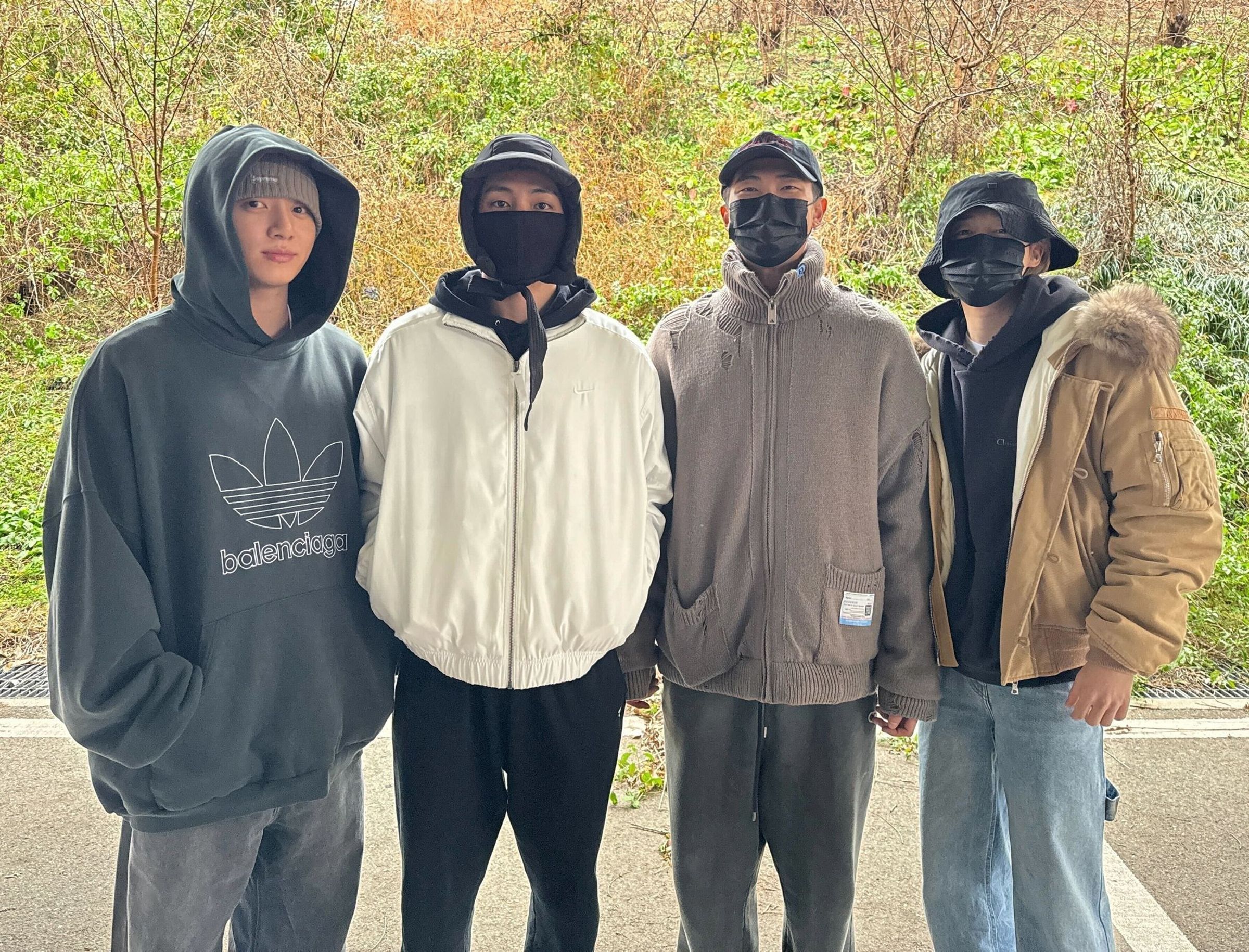 BTS防彈少年團柾國(左起)、V、RM與Jimin今明陸續入伍。(翻攝BTS X)