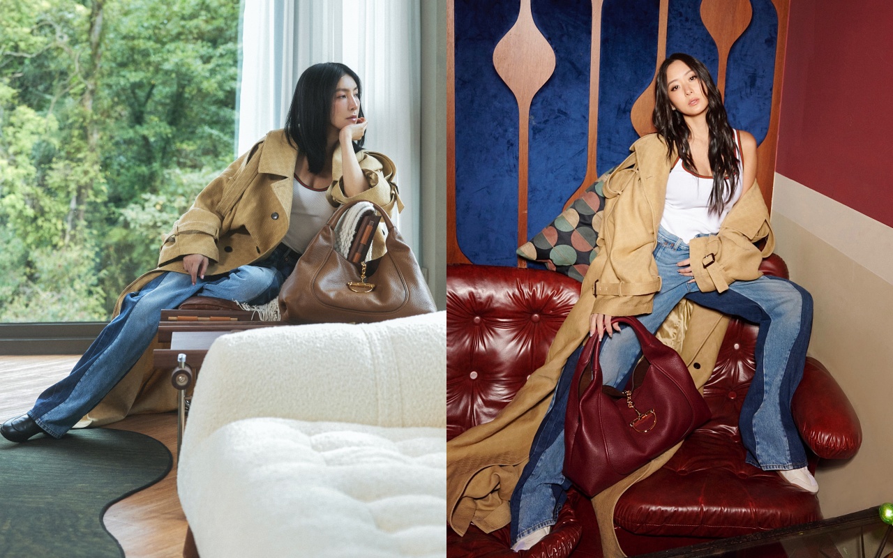 （圖左）楊謹華與孫芸芸為了GUCCI全新Softbit包款，竟然撞衫撞得徹底。（古馳提供）