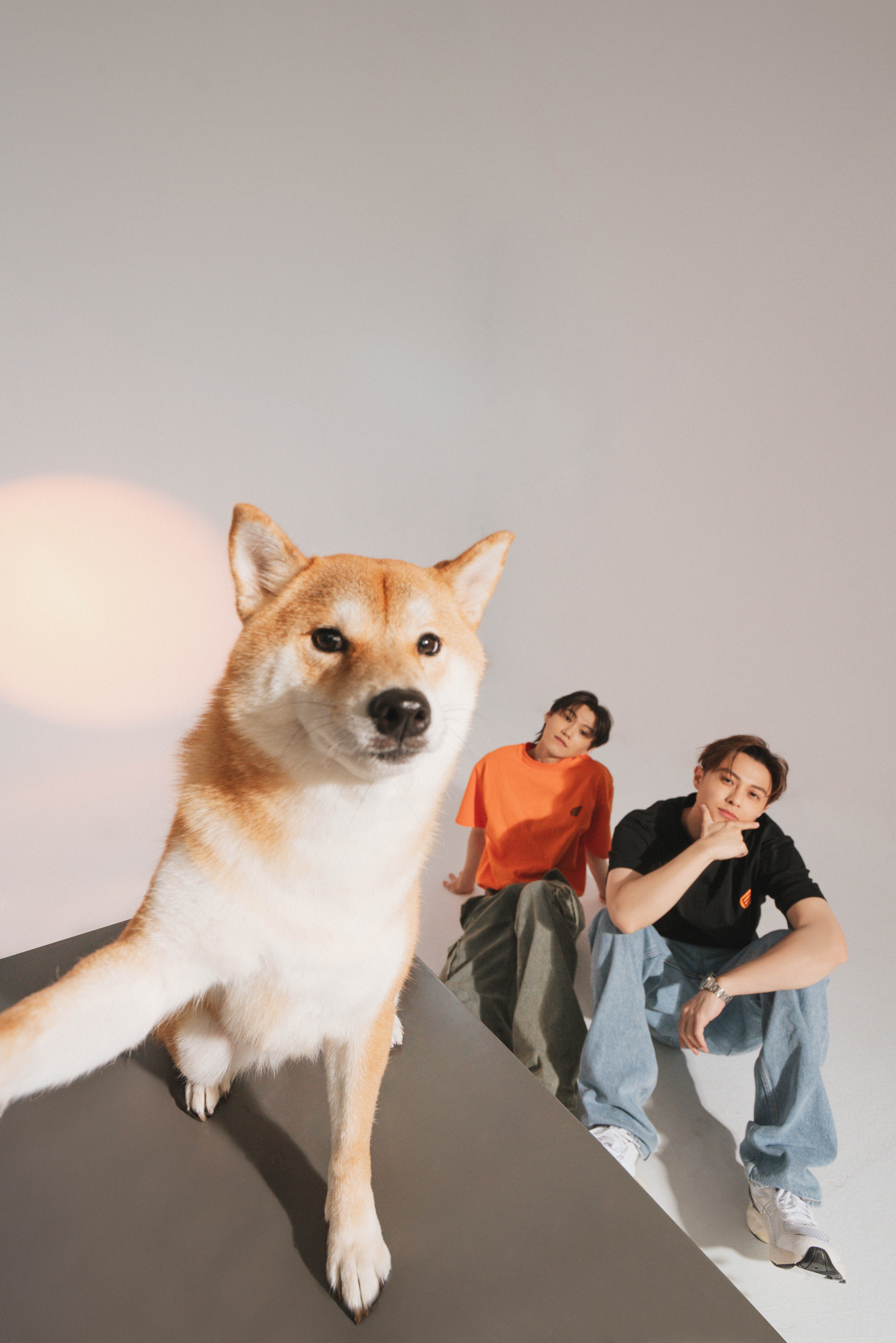 兄弟倆帶愛犬一同入鏡。（CHRISCHIU提供）