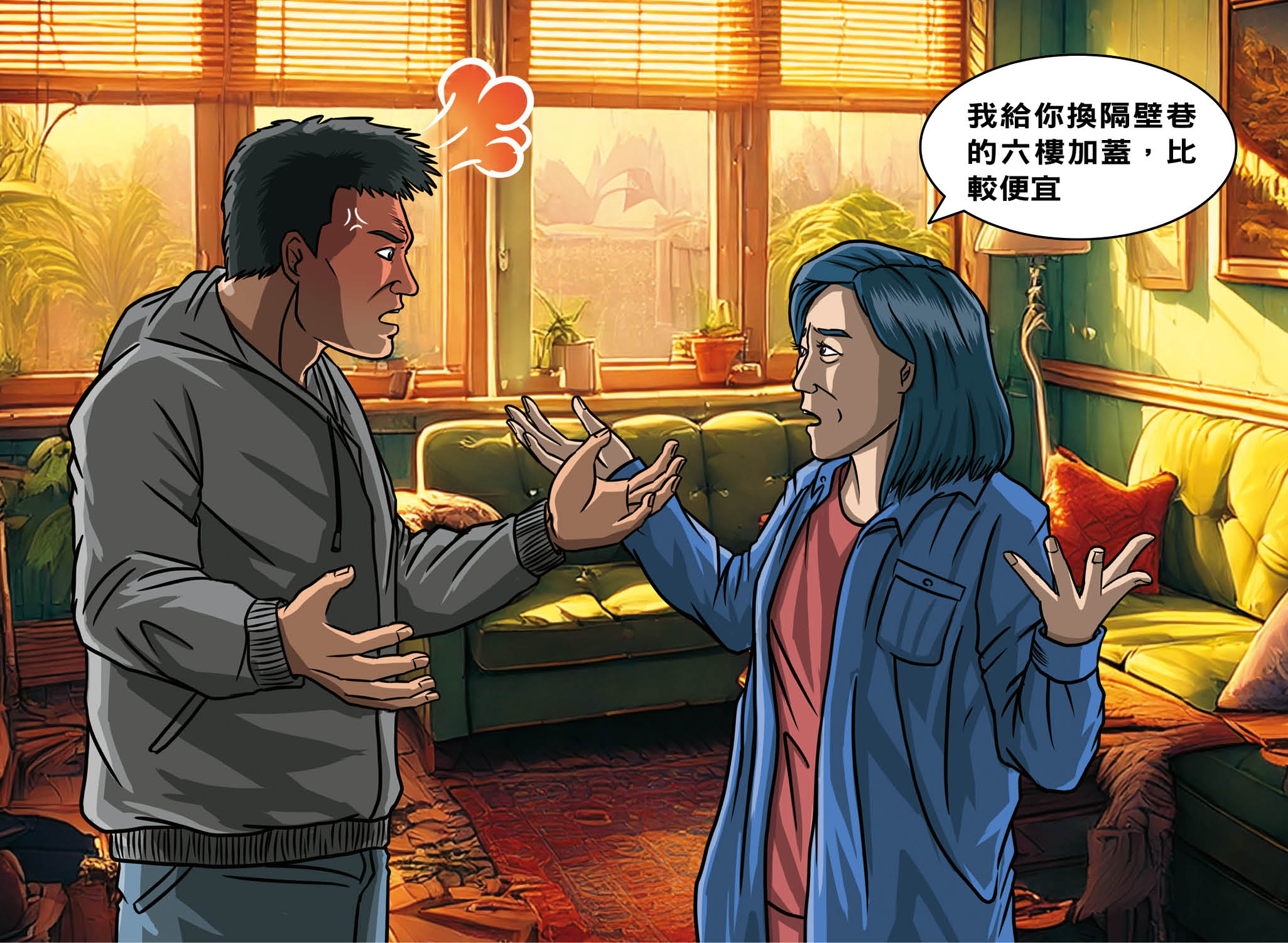 前電玩國手韓岳霖在與蔡婦協商房租時，疑因蔡婦一句話傷其自尊心，憤而執行預謀好的殺人計畫。（AI繪圖Adobe Firefly生成，本刊美術組後製）