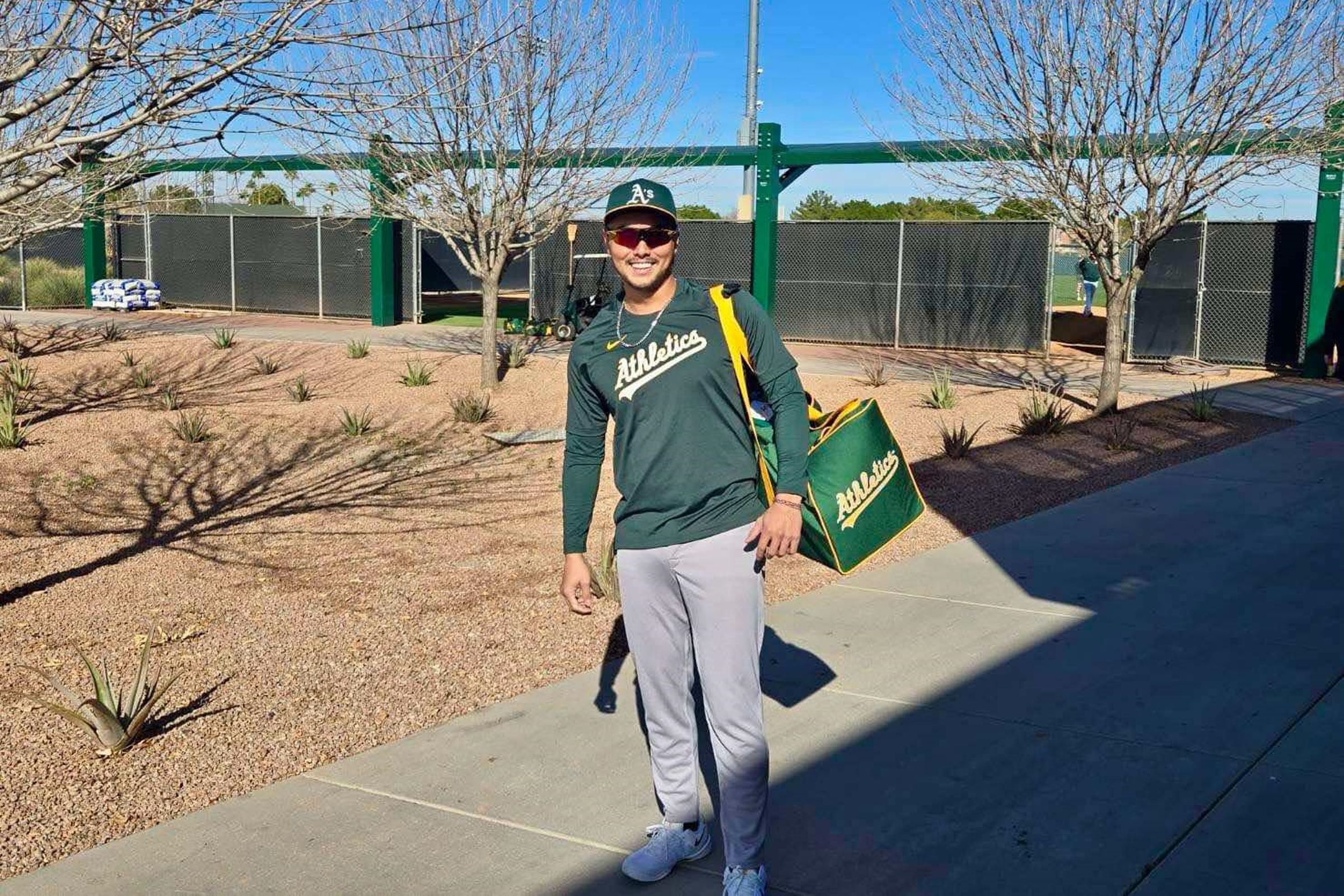 林家正簽約MLB運動家隊,已抵達鳳凰城春訓基地,因此無法參加月底的WBC資格賽。(翻攝自Lyle Lin 林家正臉書)