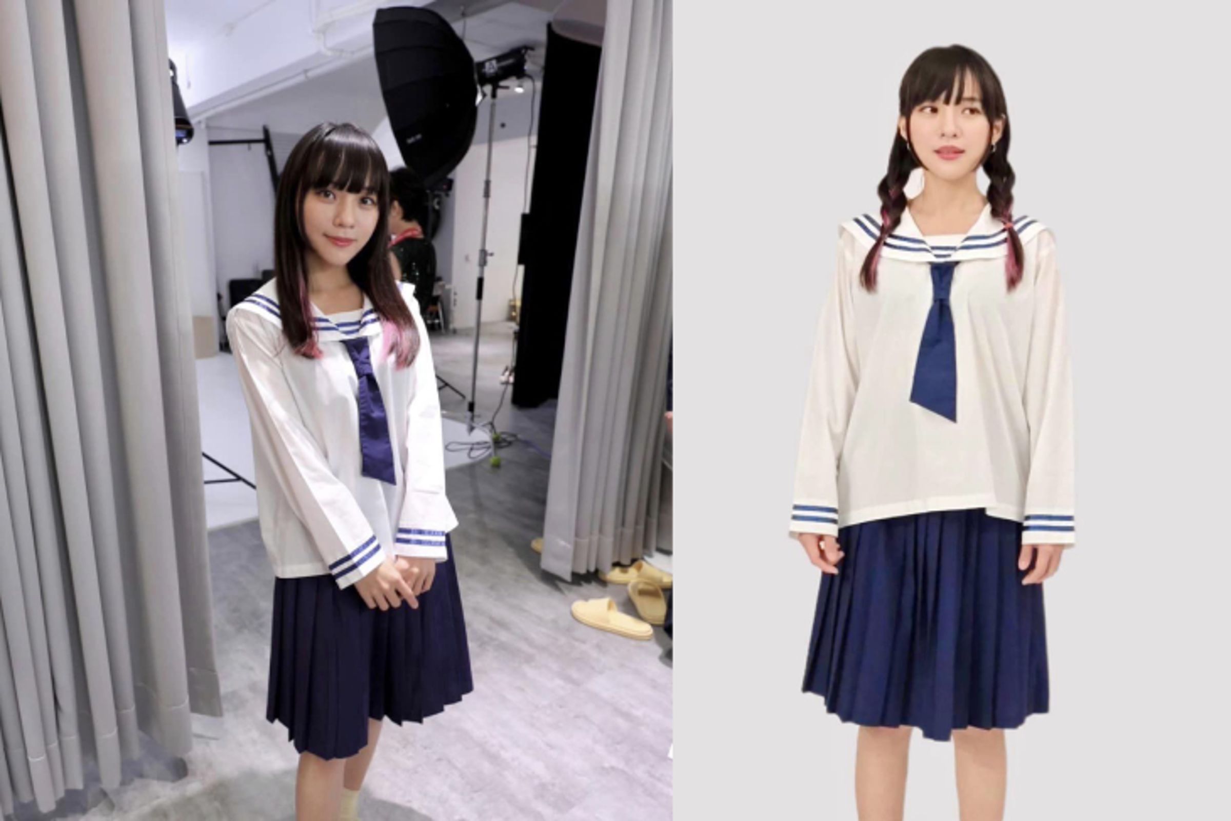 黃捷換上雄女日治時期制服，還綁了雙辮子超青春，掀起討論。（翻攝自臉書）