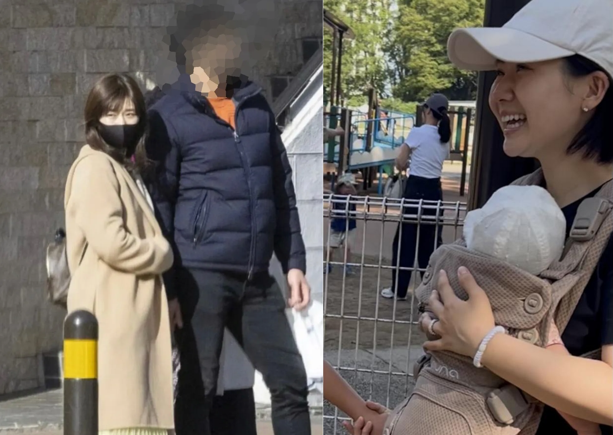 福原愛與第3胎近照在小紅書曝光，被中國大陸網友大讚看起來比在台灣時更幸福；左為她與再婚對象最初被拍到的約會畫面。（翻攝網路）