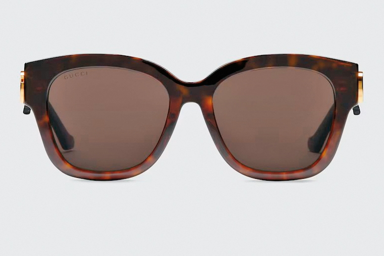GUCCI 特別版圓形玳瑁太陽眼鏡,約NT$13,800。(翻攝自GUCCI官網)