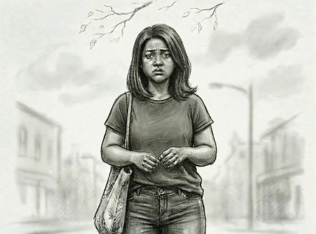 在某國大使館幫傭的Bersabe逛街時被控偷竊。（AI繪圖FREEPIK生成，本刊美術組後製）