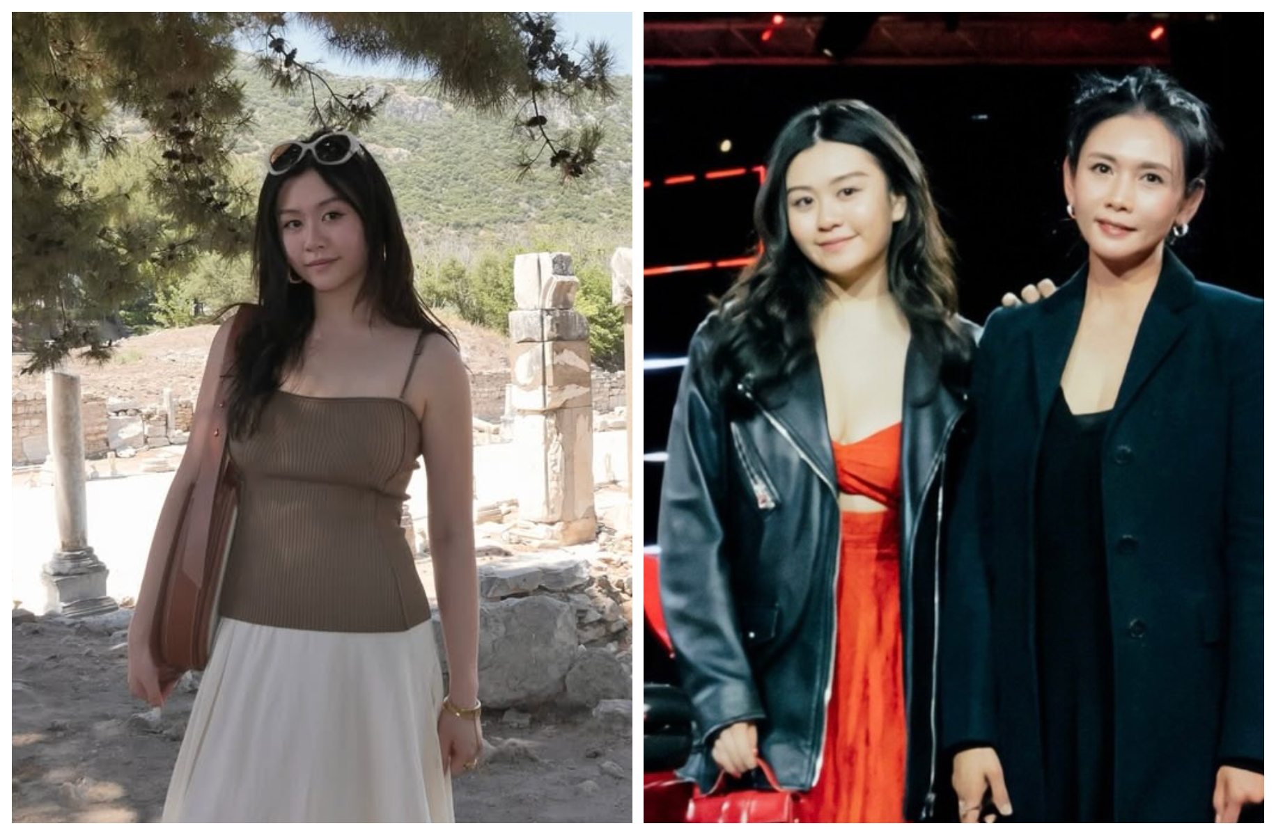 邱淑貞的二女兒沈日在歐洲度假（左圖），照片是由姊姊沈月拍的。（翻攝yatsham IG）