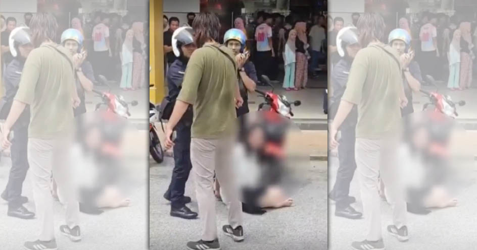 大馬女突闖購物中心持刀隨機攻擊，被捕後狂喊「我討厭馬來西亞」。（翻攝畫面）