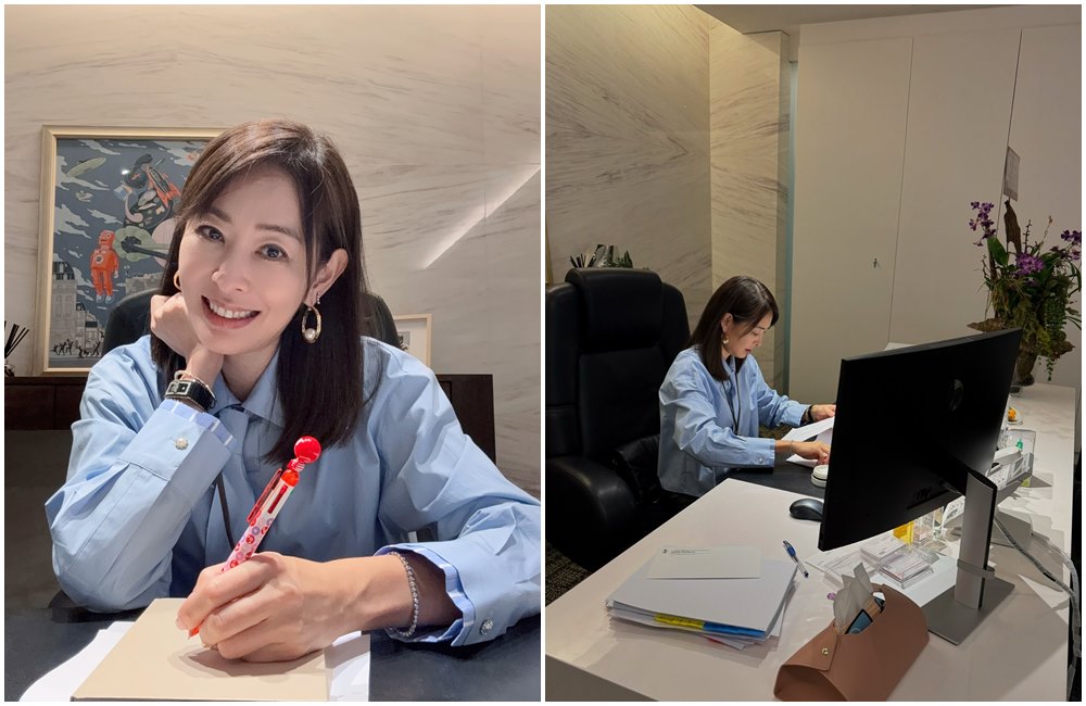 賈永婕任職101董事長2個月，與網友分享認真工作照片。（翻攝賈永婕臉書）