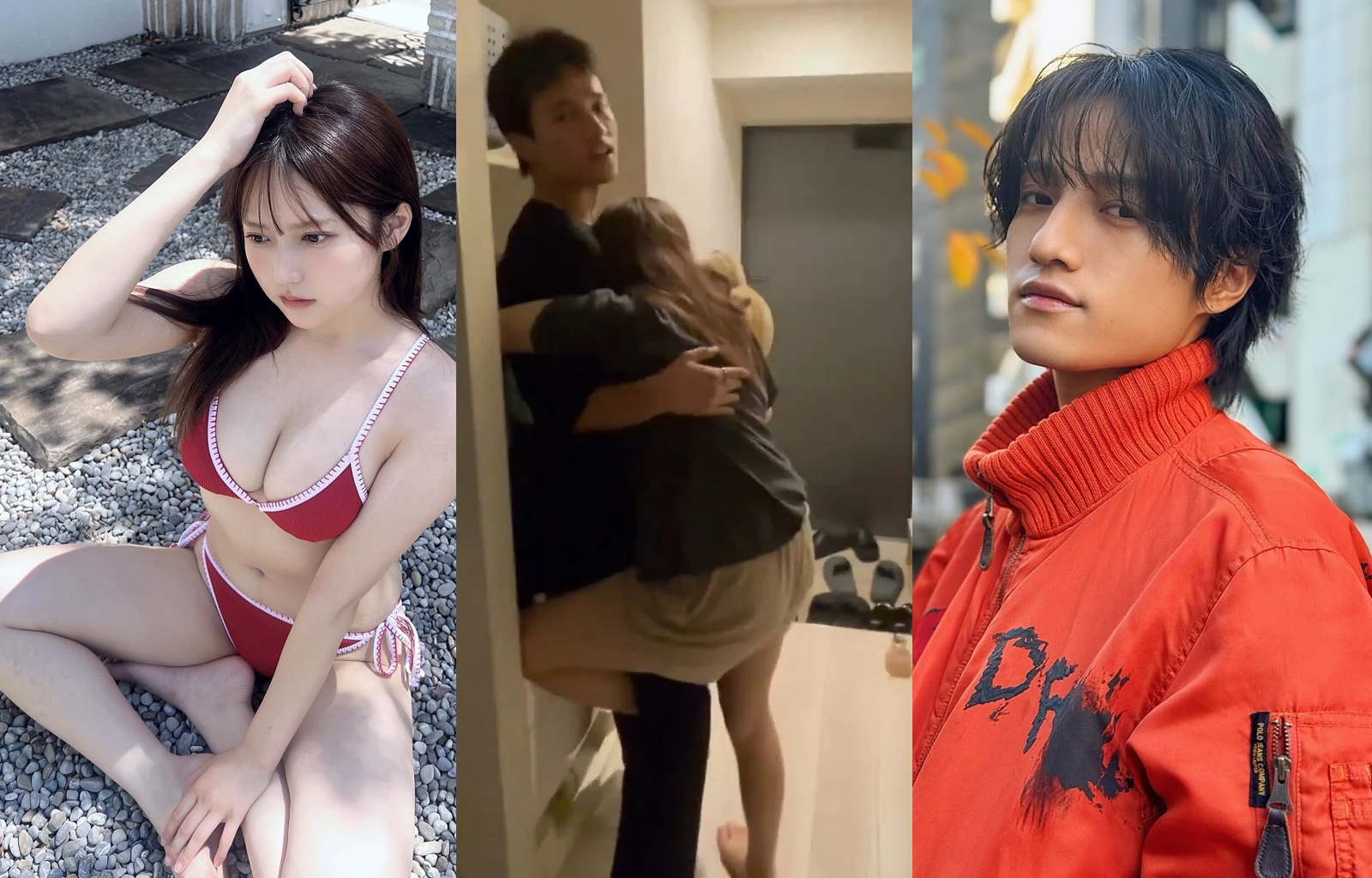 當時尚未成年的AKB48成員鈴木久留美醉醺醺地與鈴木悠仁緊抱。（翻攝自IG）