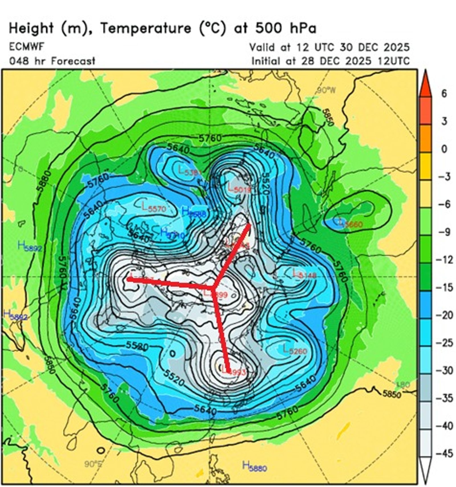 鄭明典說明波數3結構。（翻攝自臉書@鄭明典）