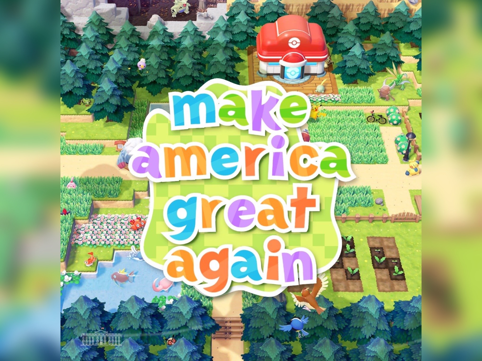 白宮在社群平台X發布一張寶可夢風格的梗圖，遭任天堂發聲明，直指白宮沒有授權。（翻攝自
The White House／X平台）
