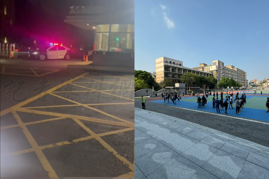 桃園健行科大昨晚驚爆槍響，警察追緝毒品前科犯追到校園中。（翻攝自記者爆料網、健行科大臉書）