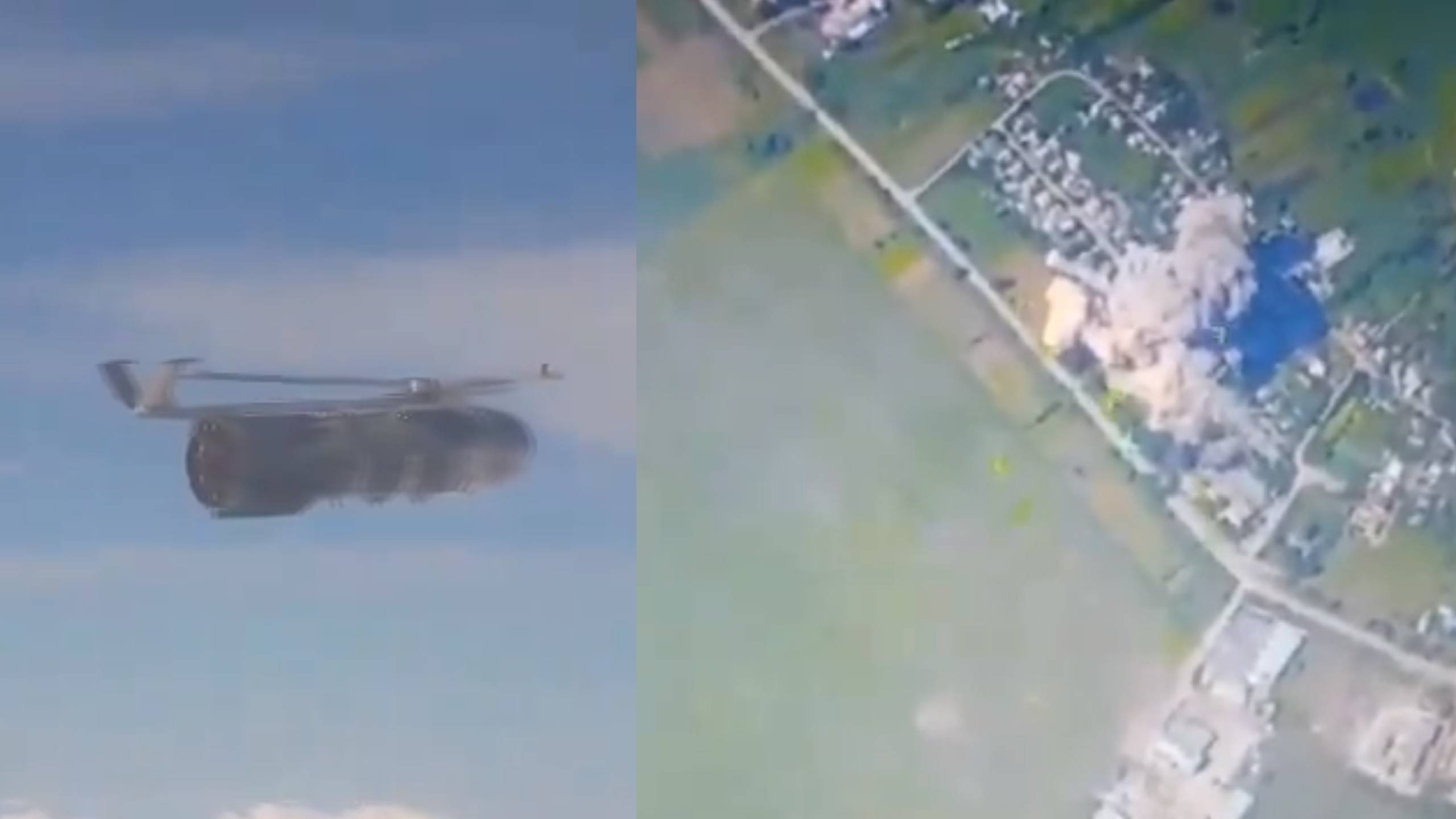 俄羅斯官方首次公開3公噸滑翔炸彈轟炸影片。（翻攝X）