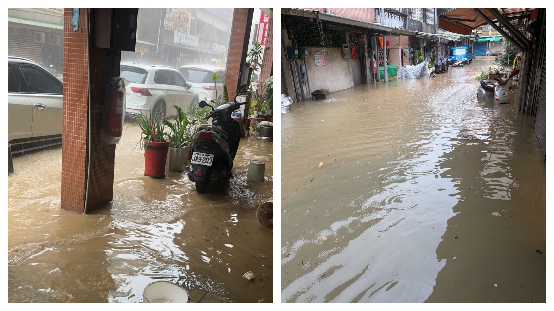 受颱風「米克拉」、西南風等影響，全台多地下暴雨。（翻攝自臉書@何孟樺）