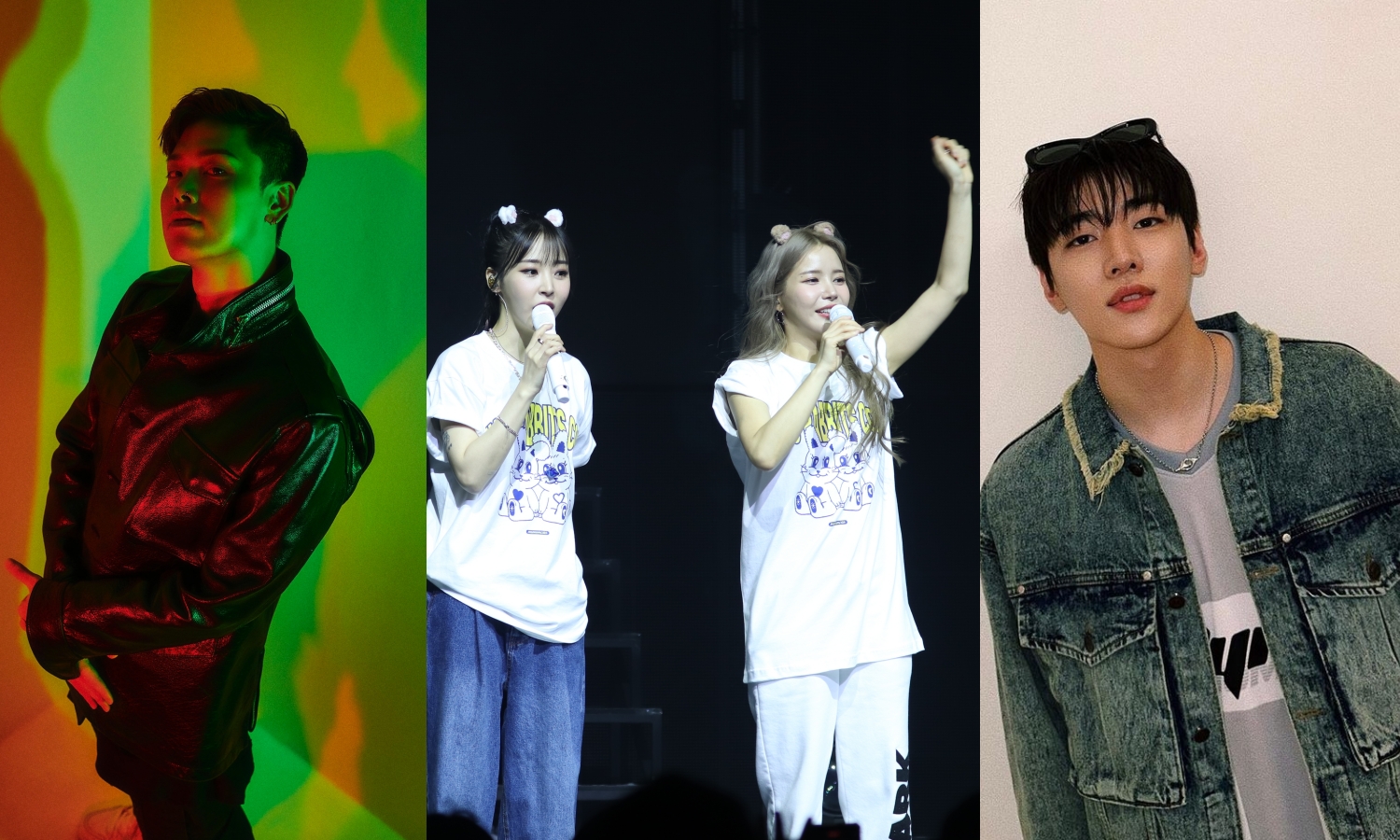 ZELO（左起）、MAMAMOO+與朴宰燦接力來台辦見面會。（FU Entertainment、遠雄創藝提供、翻攝宰燦INS）