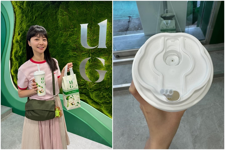 高嘉瑜嘗鮮AI智能手搖飲，她分享特製三管超細吸管，可以充分體驗茶香。（翻攝自高嘉瑜臉書）