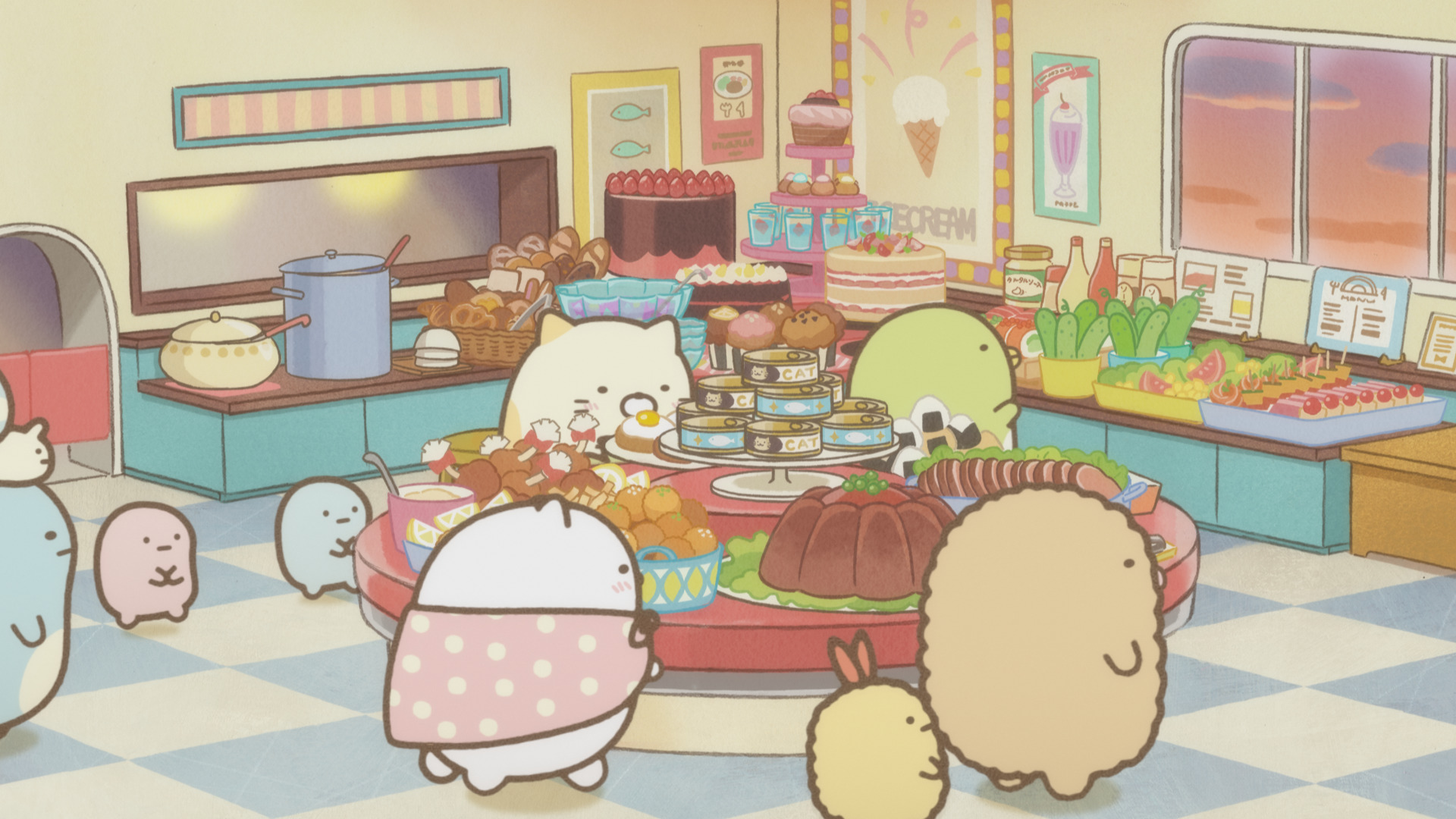 《角落小夥伴電影版：奇幻的玩具工廠》在工廠裡，有超豪華的自助吧。（威視提供）