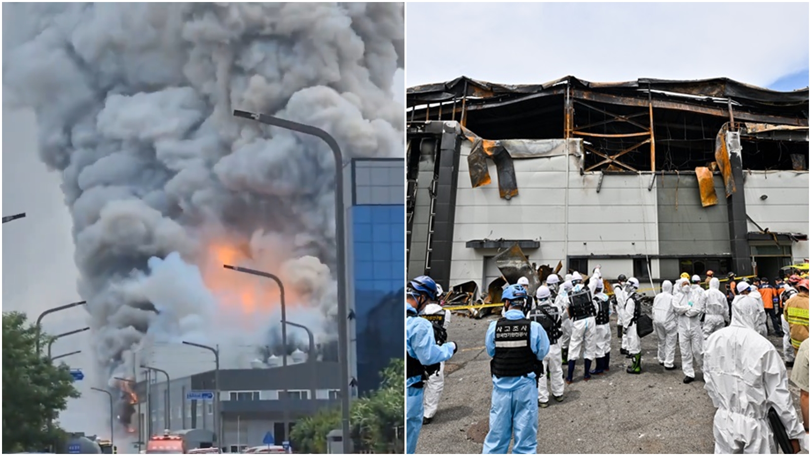 消防員今日發現一具被壓在鋼筋下的焦屍,一名逃過死劫的女工轉述同事說詞稱有人從2樓跳窗逃生導致腿骨折。(翻攝自X@newsvop、@sangwan_yoseph)