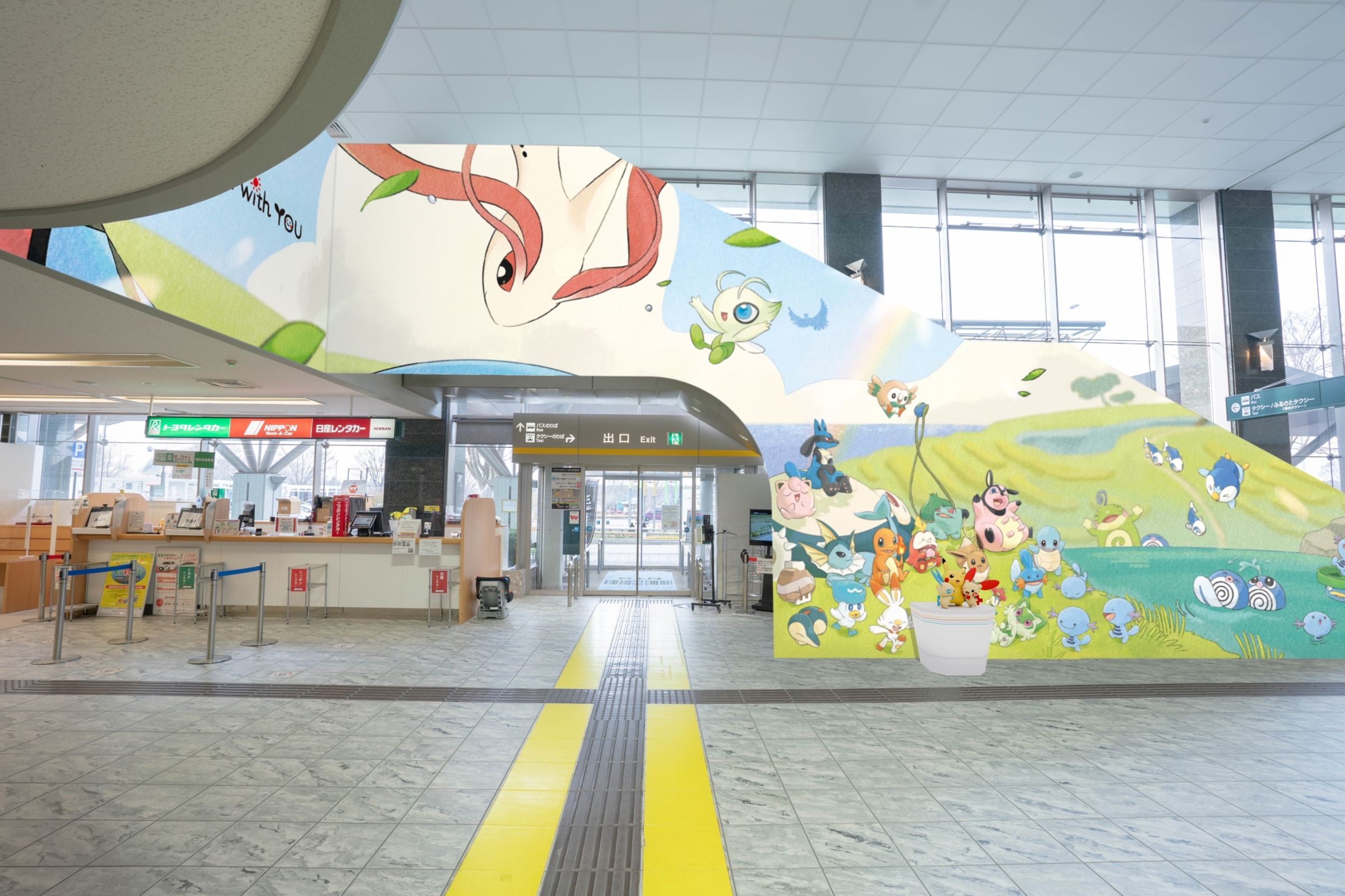 1樓入境大廳的巨幅應援藝術牆「光明的未來」。(翻攝石川県の観光/旅行サイト)