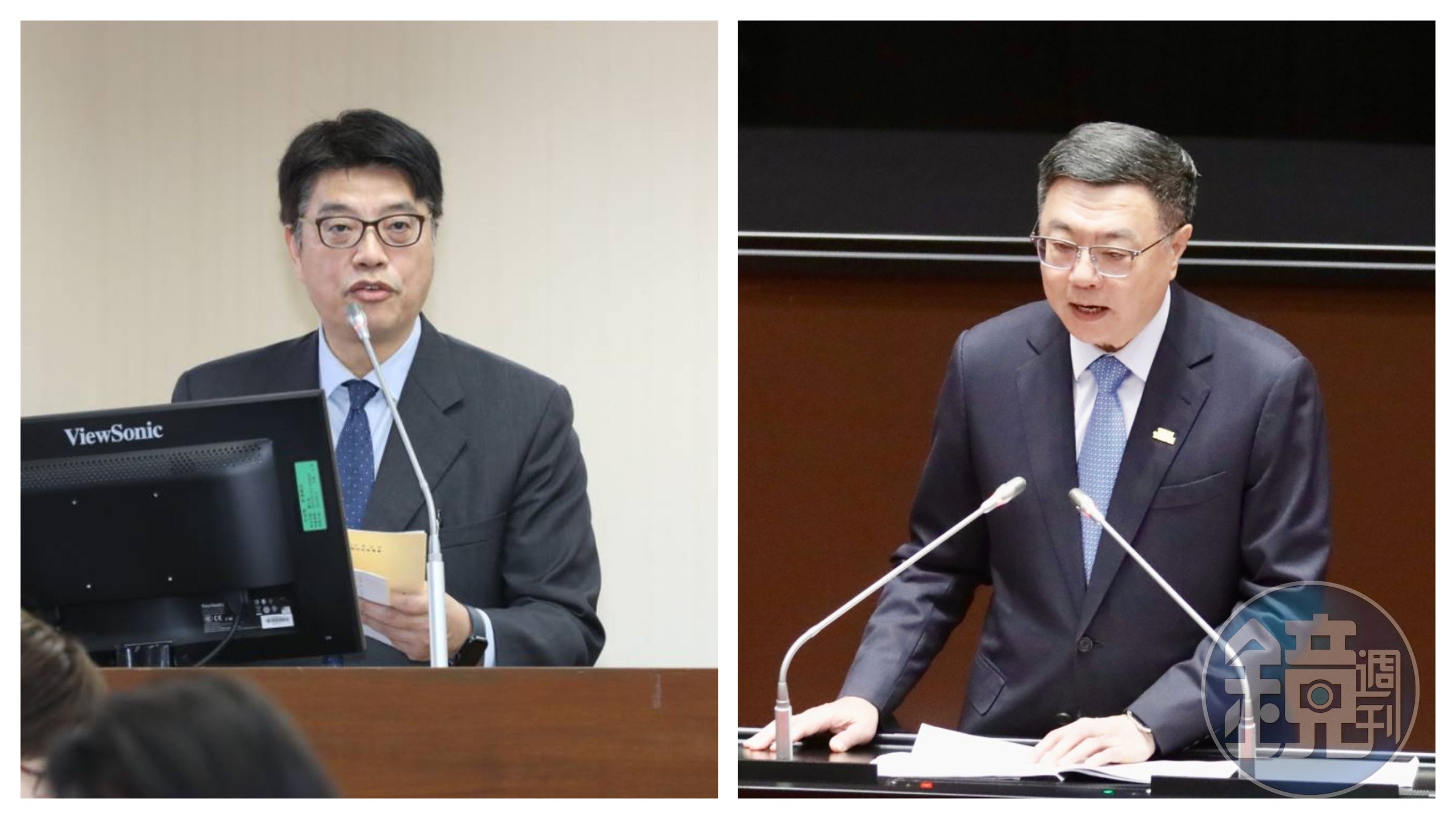 對於中國學生爭議言論,邱垂正(左)及卓榮泰(右)今日做出回應。