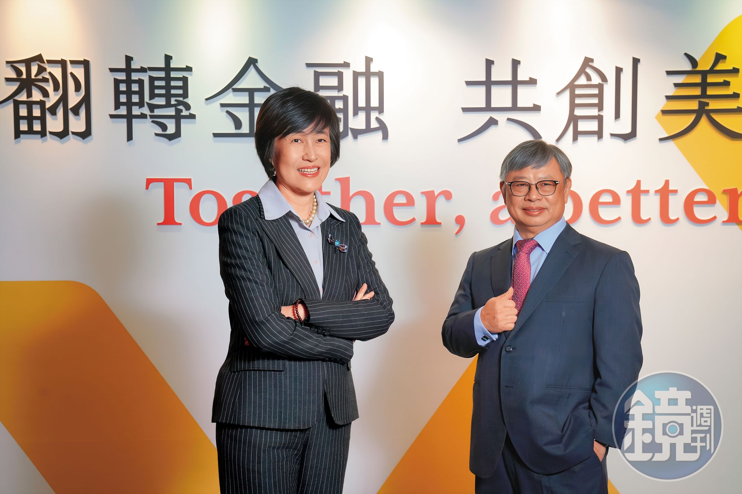 永豐金去年排名百強企業第44名,董事長陳思寬(左)、總經理朱士廷(右)接受本刊專訪,表示將擴大布局海外市場。