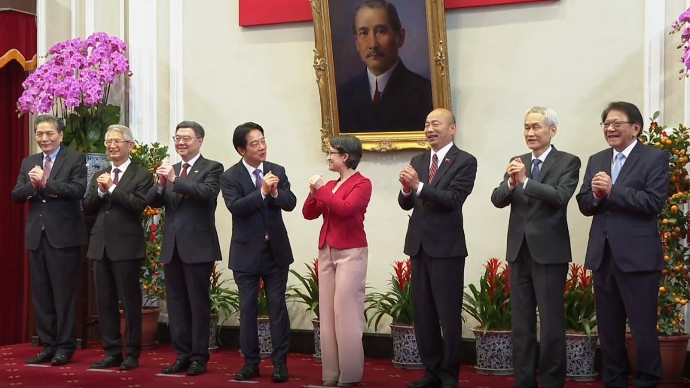 總統賴清德今日邀請包含立法院長韓國瑜在內的五院院長茶敘。(總統府提供)