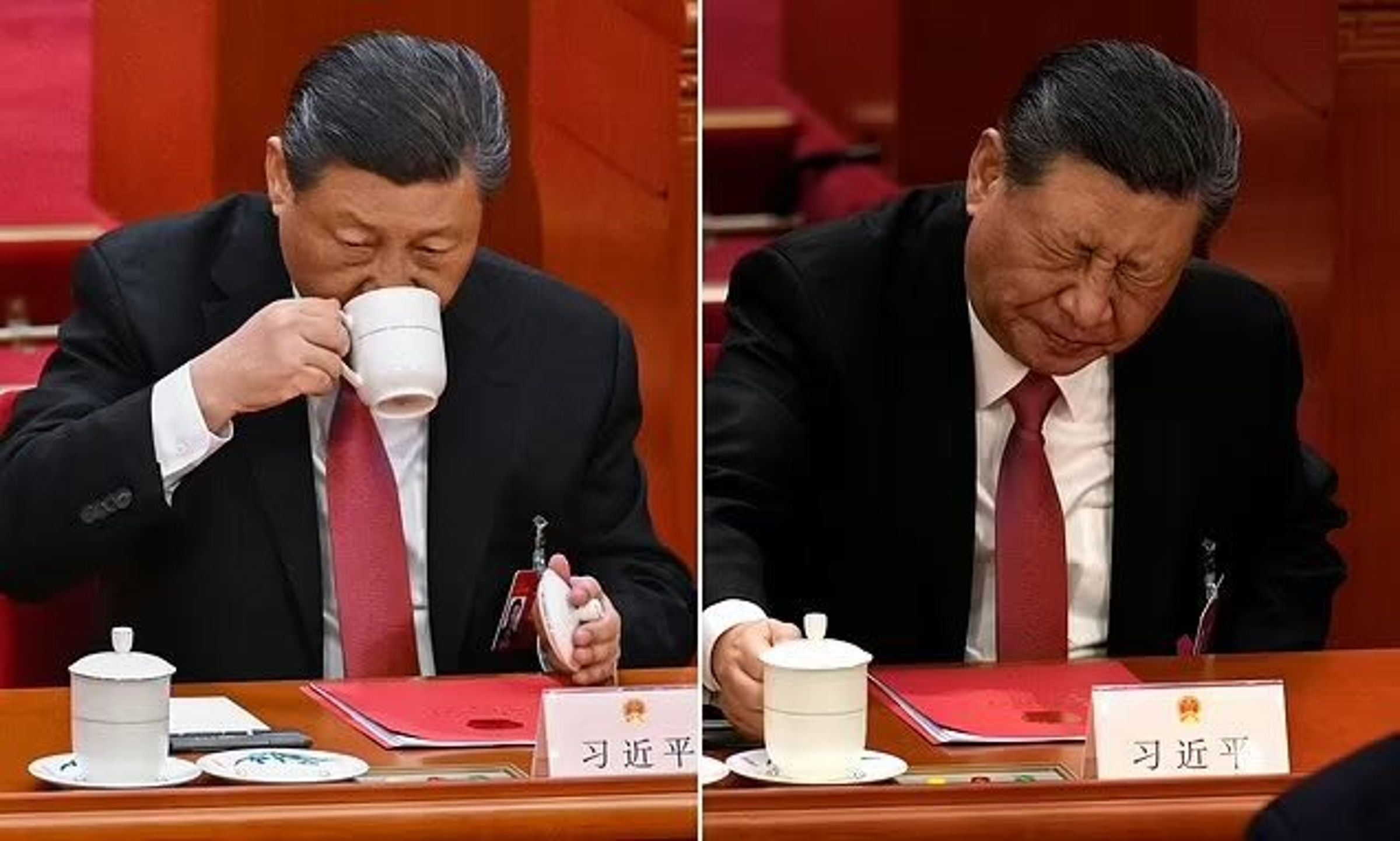 習近平喝完這一杯,眉頭深鎖!傳他龍顏大怒訓斥人大委員長。(翻自X平台)
