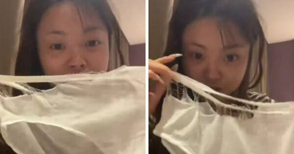 一名女子近日分享超糗經歷,坦言自己因出差方便,穿知名品牌的一次性內褲,卻沒想到內褲竟當街突褲頭分離。(翻攝自抖音)
