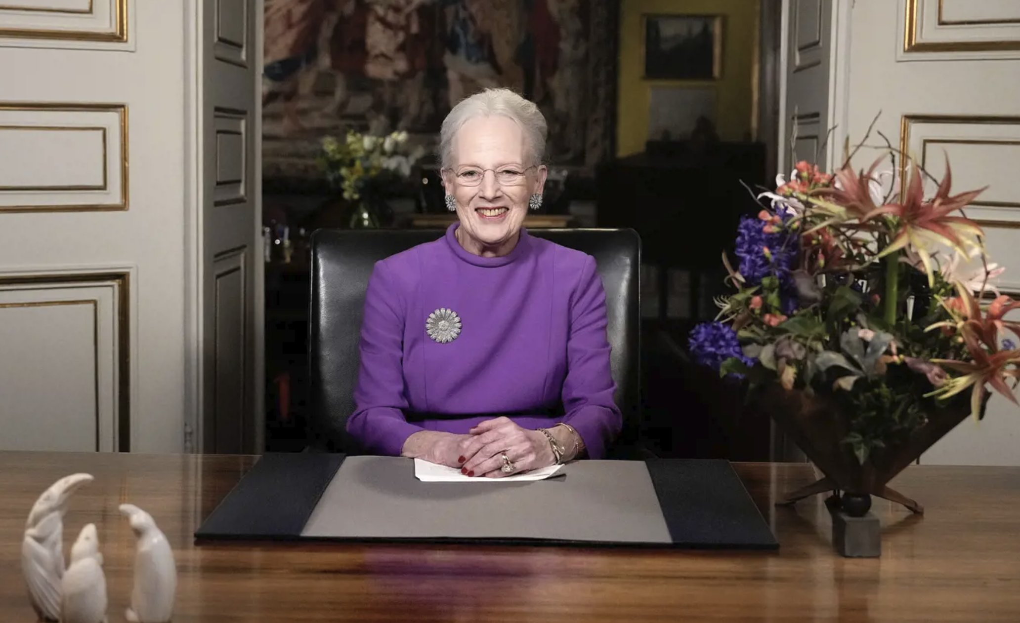 丹麥女王瑪格麗特二世在新年演說時，宣布將於今年1月14日退位。（翻攝kongehuset.dk）