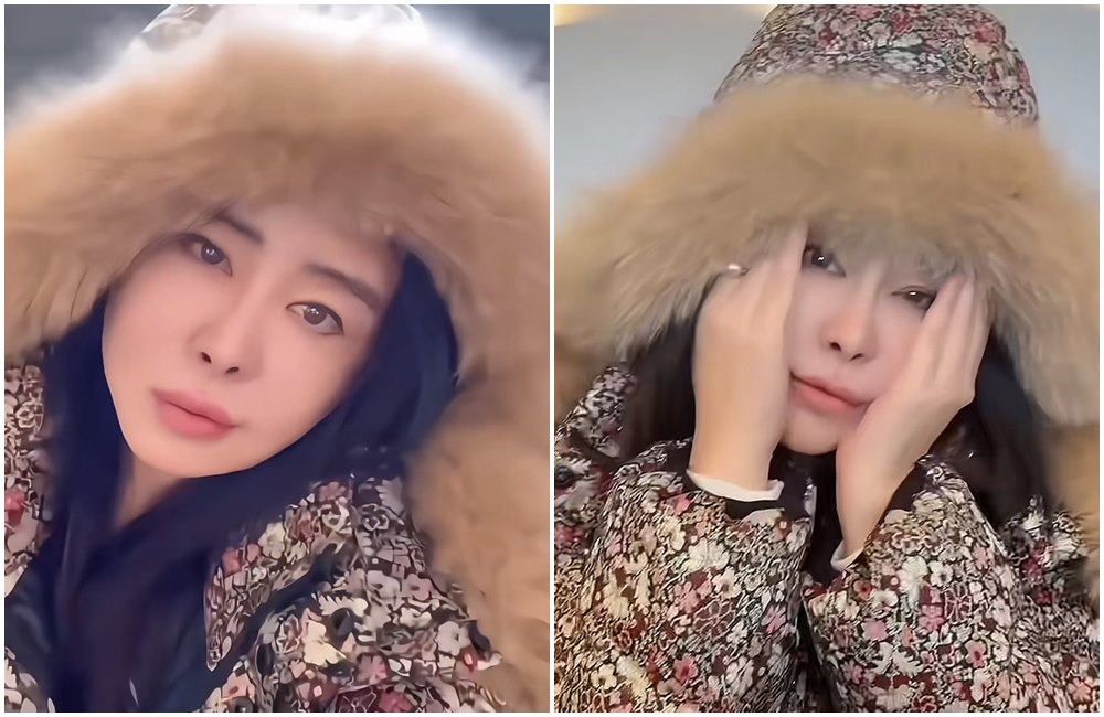 王祖賢對著鏡頭耍酷、捧臉賣萌。(翻攝王祖賢抖音)