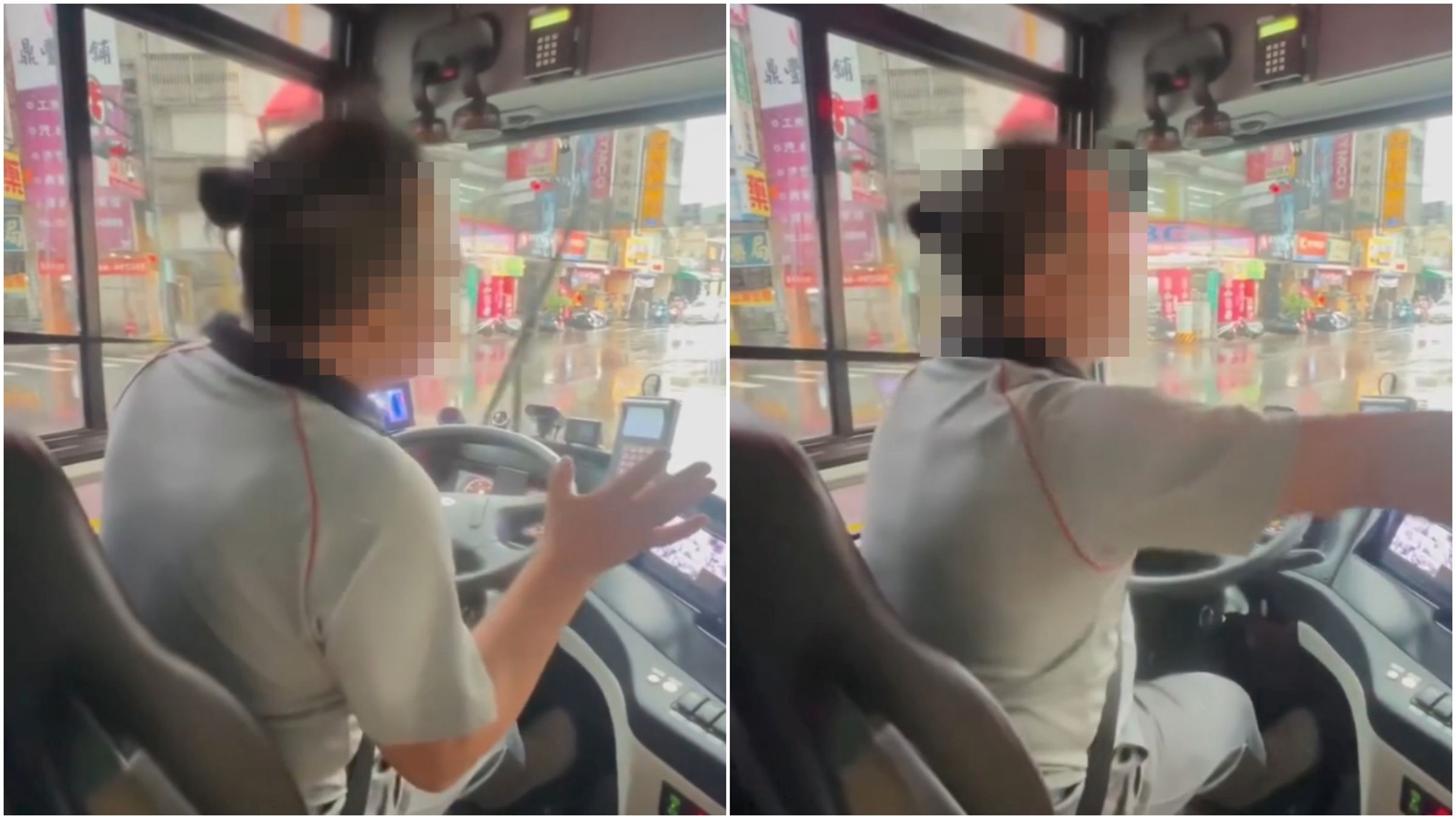 台中公車司機不滿女學生舉手舉不好，於車上教育學生。（翻攝threads）