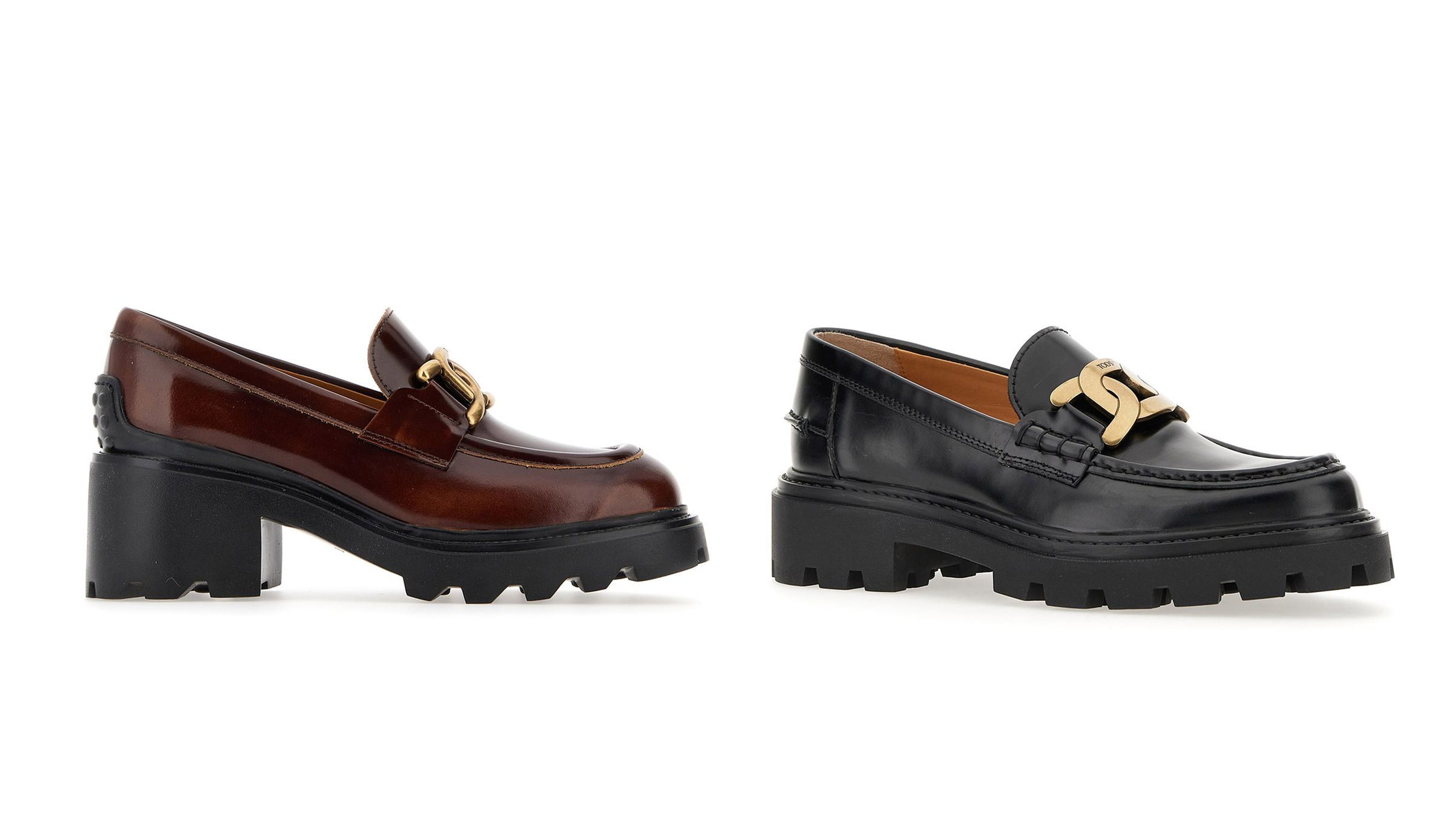 (左)TOD'S Kate高跟樂福鞋 NT$31,800,(右) TOD'S Kate黑色樂福鞋 NT$31,800。