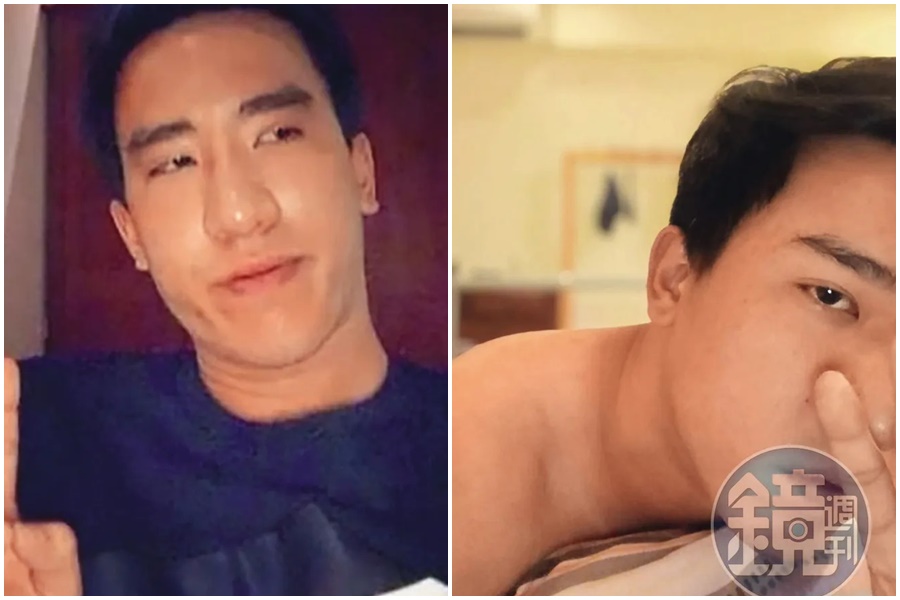 藝人伍思凱的兒子伍靖以音樂人自詡，卻遭爆餵毒騙砲。伍靖傳送沒穿衣服的床照給女子，順勢開口約砲。（讀者提供）（左圖翻攝自伍諒IG；右圖為讀者提供）