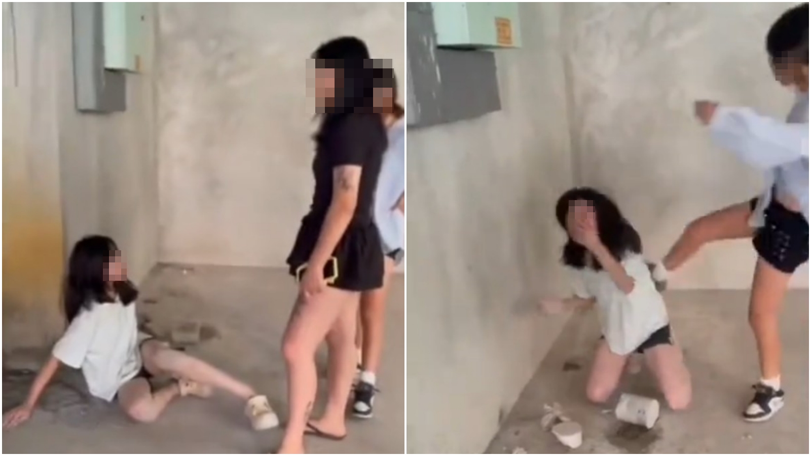 14歲少女遭3女猛踹痛毆，霸凌者還回嗆又不是沒進去過警局。（翻攝畫面）