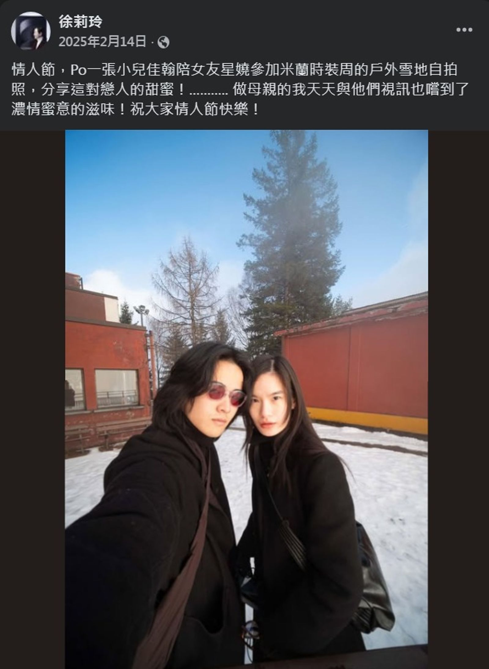 徐莉玲對於二兒子的感情狀態相當關心，即使兒子人在海外，也會用視訊和他通話。（翻攝自徐莉玲臉書）