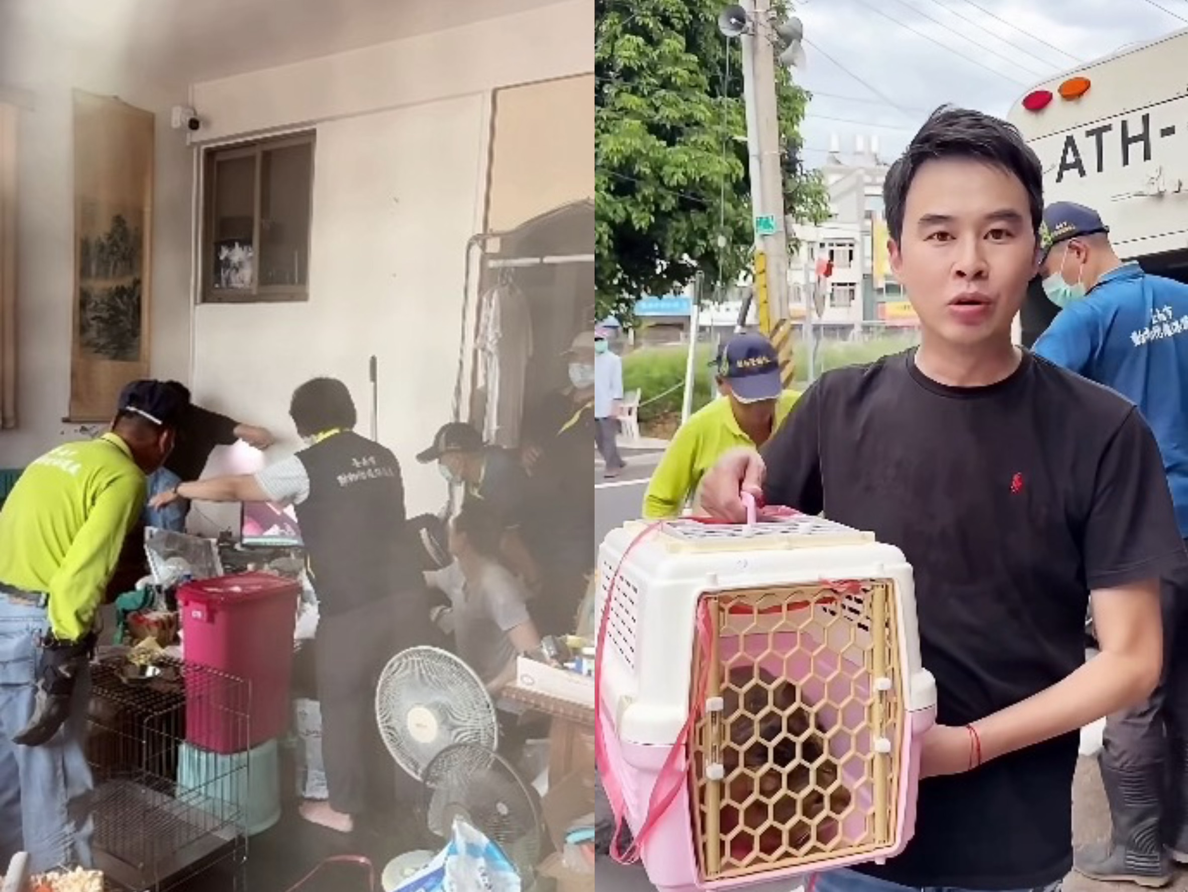 台南市議員林冠維接獲陳情後，於29日前往李男住處，順利尋獲受到驚嚇但未受傷的虎斑貓。（翻攝自臉書林冠維 Lin Kuan-Wei）