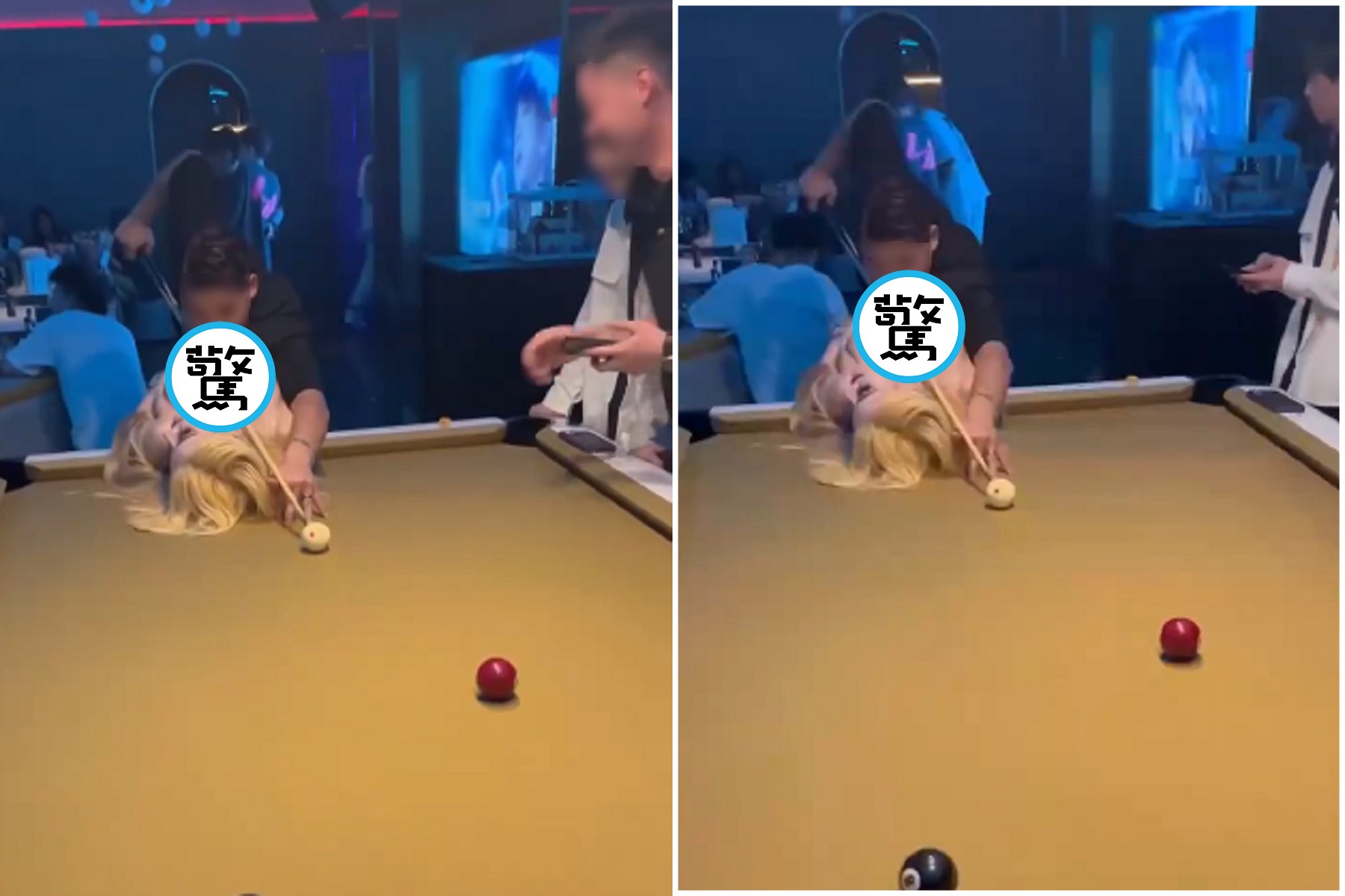 打撞球還有這招！超越情色的運動，網友驚嘆。（翻自X平台）