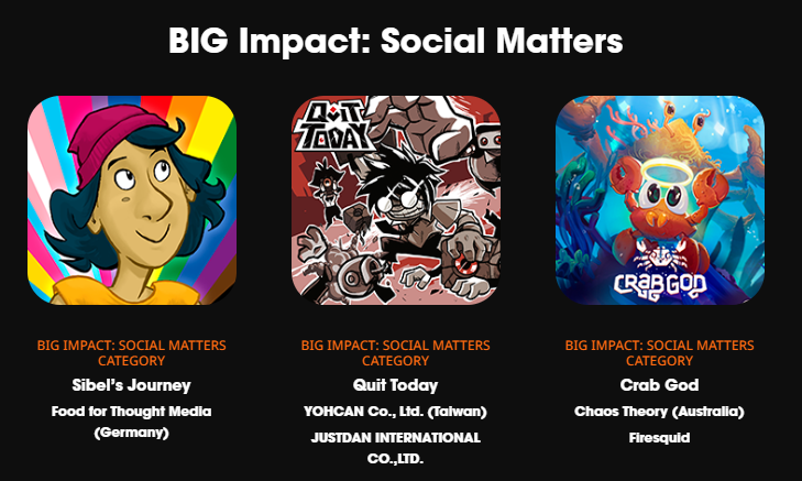 遊戲入圍巴西獨立遊戲展的「BIG Impact: Social Matters」獎項。(翻攝自Gamescom Latam - BIG Festival官網)