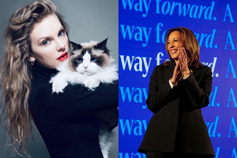 泰勒絲（左）公開表態挺賀錦麗（右），引起一波話題。（翻攝自@taylorswift IG、Kamala Harris臉書）