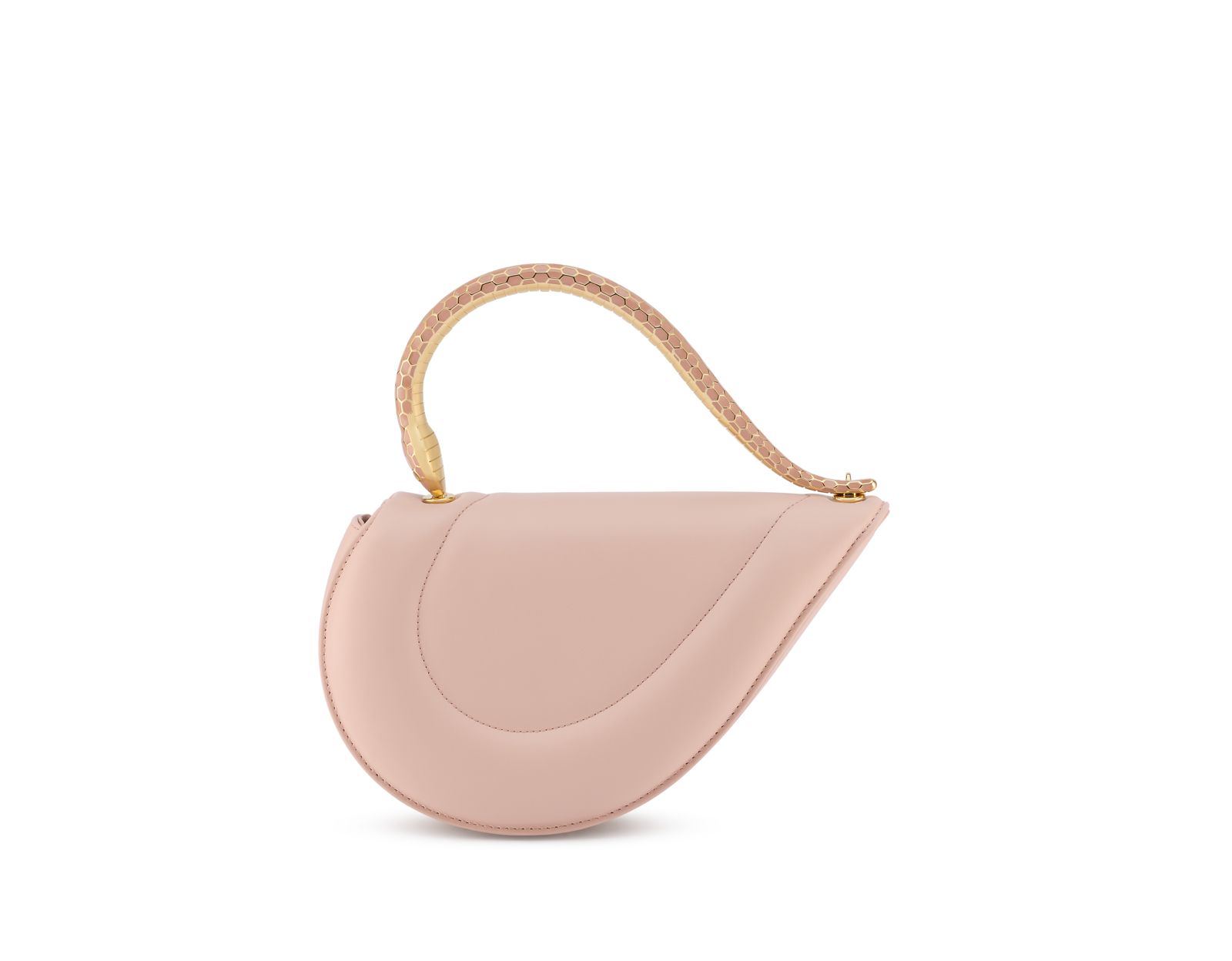 Serpenti Cuore 1968星光玫瑰粉色小牛皮提包,價格店洽。(寶格麗提供)