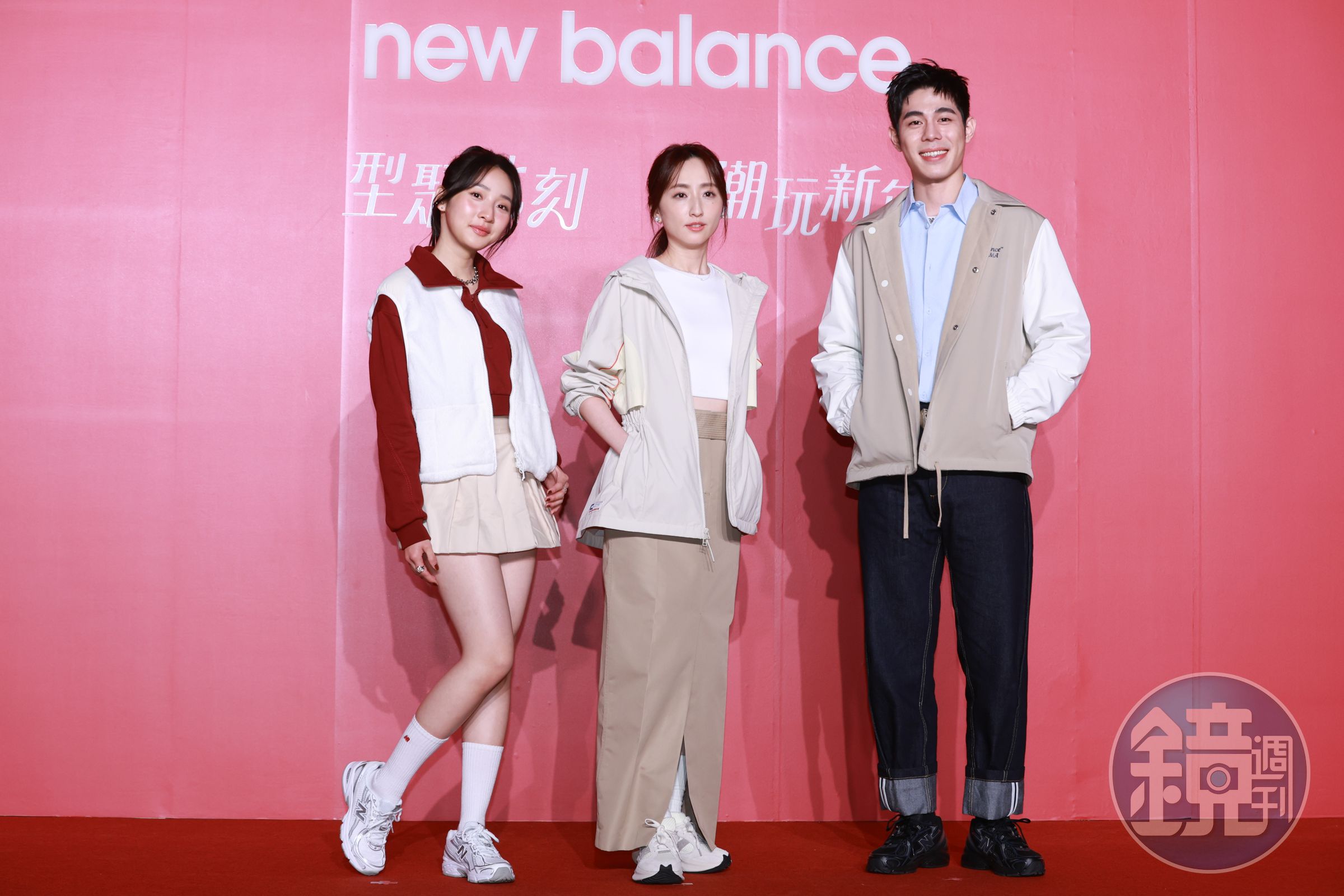 詹懷雲（右起）、柯佳嬿和李沐一同為NewBalanace出席新品發表。